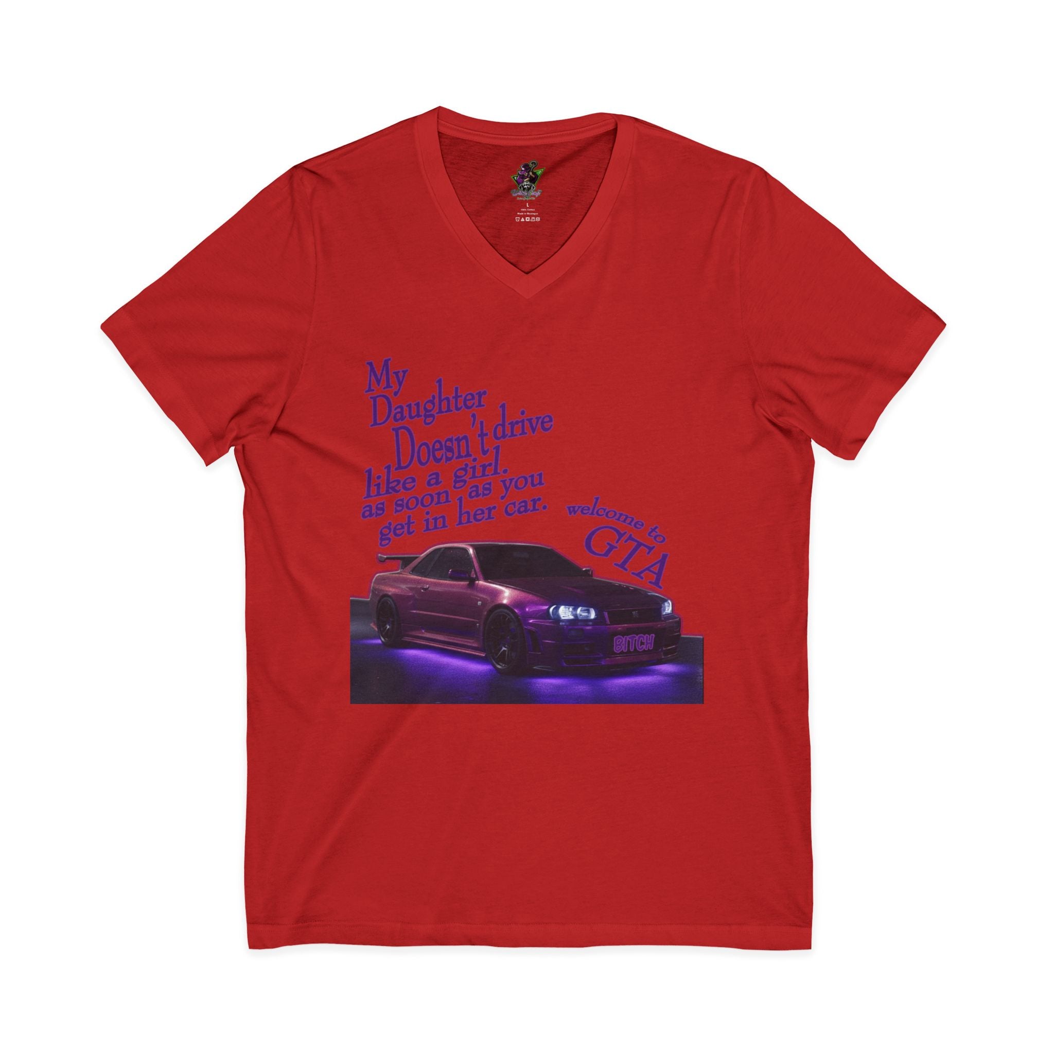 Daughter Doesn't Drive Like A Girl Purple / V-Neck Tee