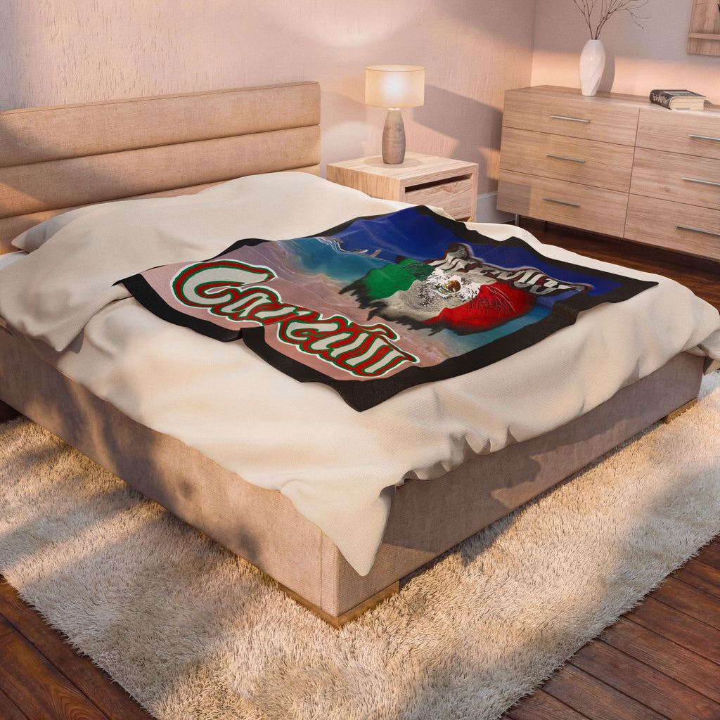Cancún Mexico Beach / Velveteen Plush Blanket