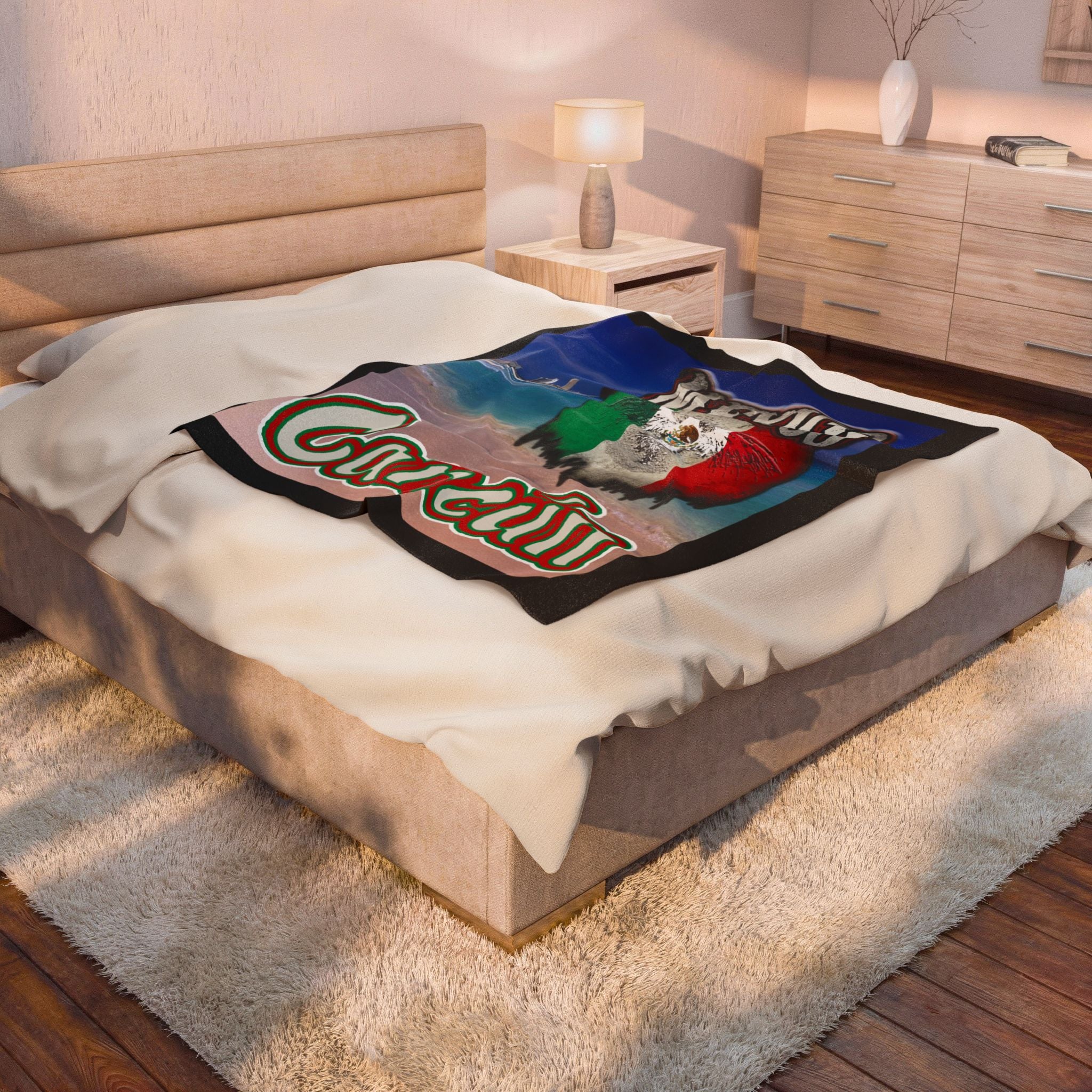 Cancún Mexico Beach / Velveteen Plush Blanket