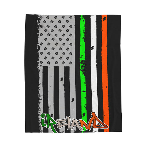 American / Ireland Flag / Velveteen Plush Blanket
