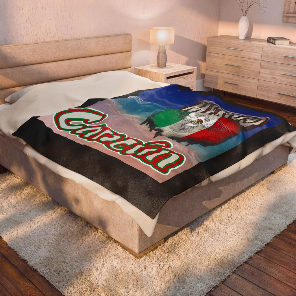 Cancún Mexico Beach / Velveteen Plush Blanket