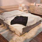2/3 Evil Gothic Purple Script / Velveteen Plush Blanket