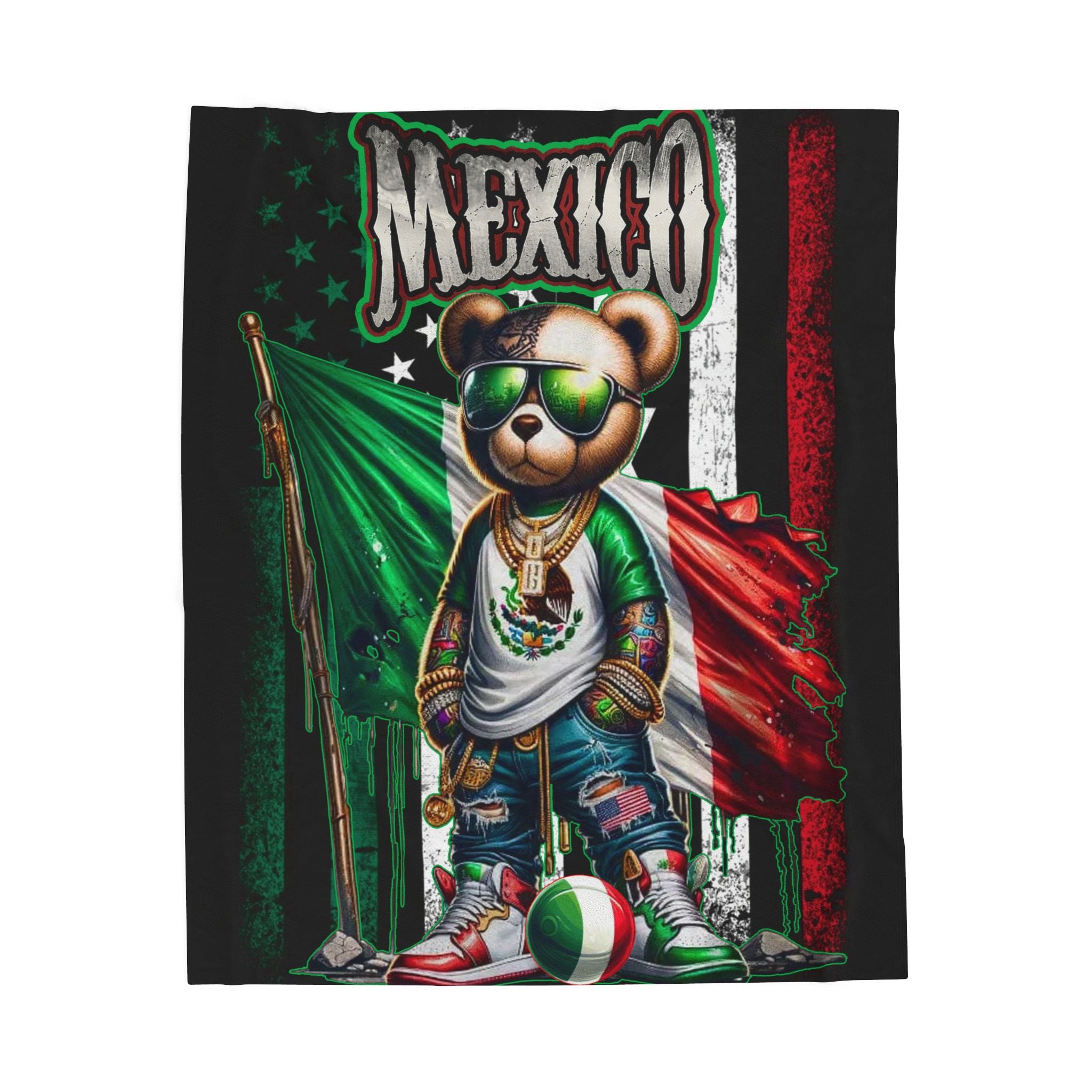 Mexico Teddy Bear /  Velveteen Plush Blanket