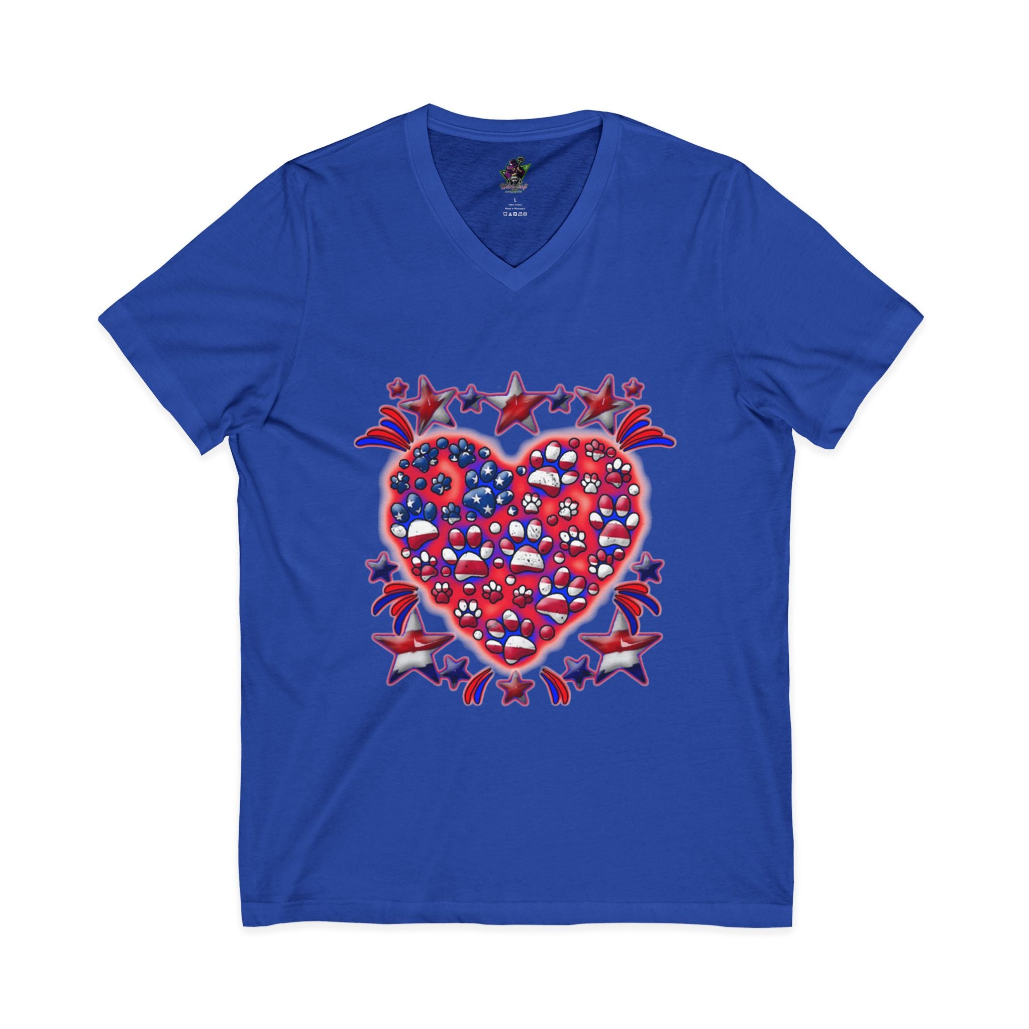Patriotic Dog Heart / V-Neck Tee