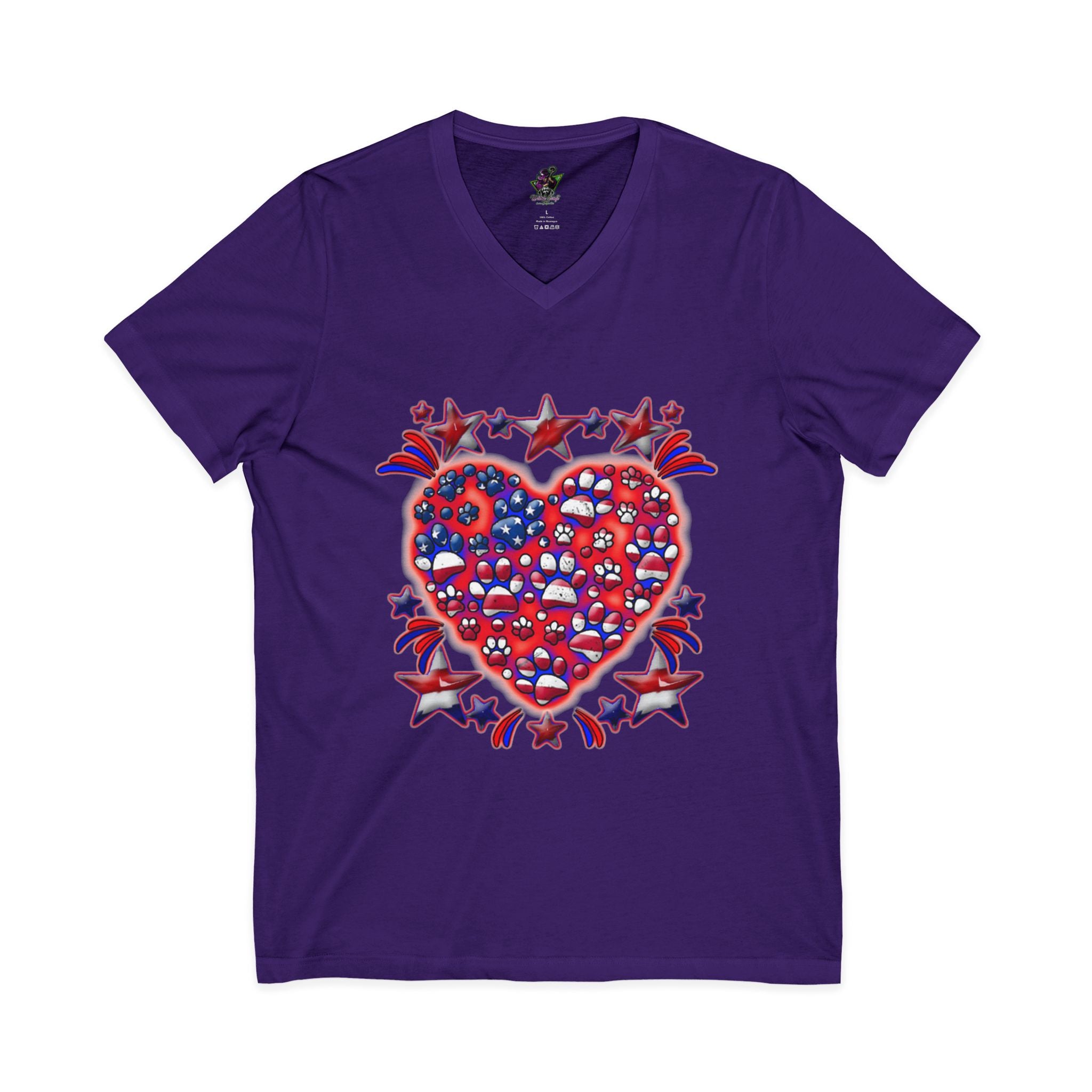 Patriotic Dog Heart / V-Neck Tee