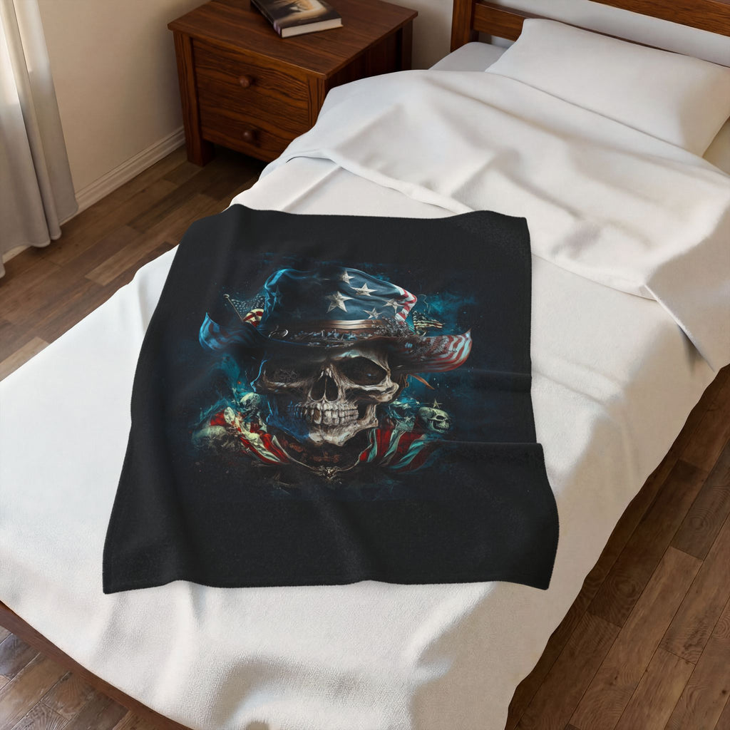 Skull Cowboy / Velveteen Plush Blanket
