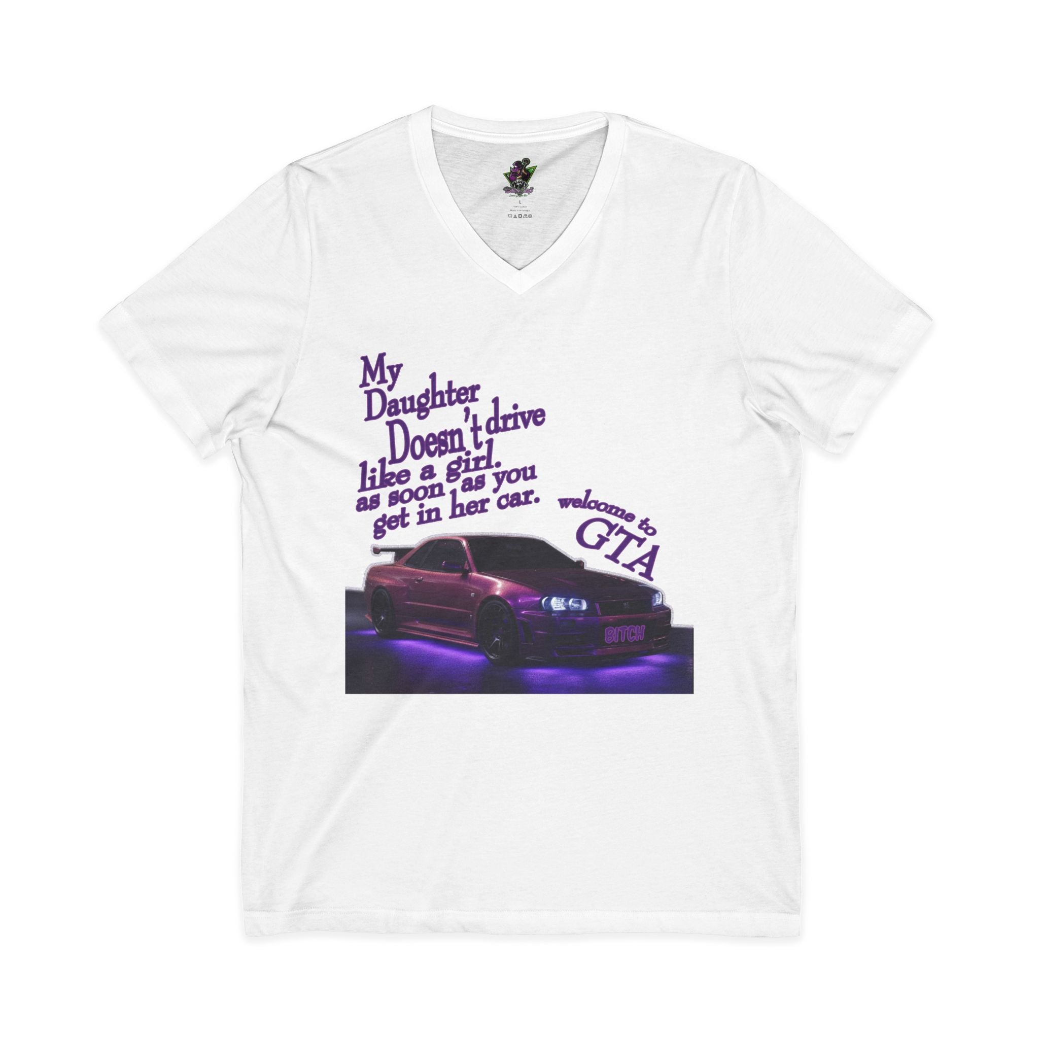 Daughter Doesn't Drive Like A Girl Purple / V-Neck Tee
