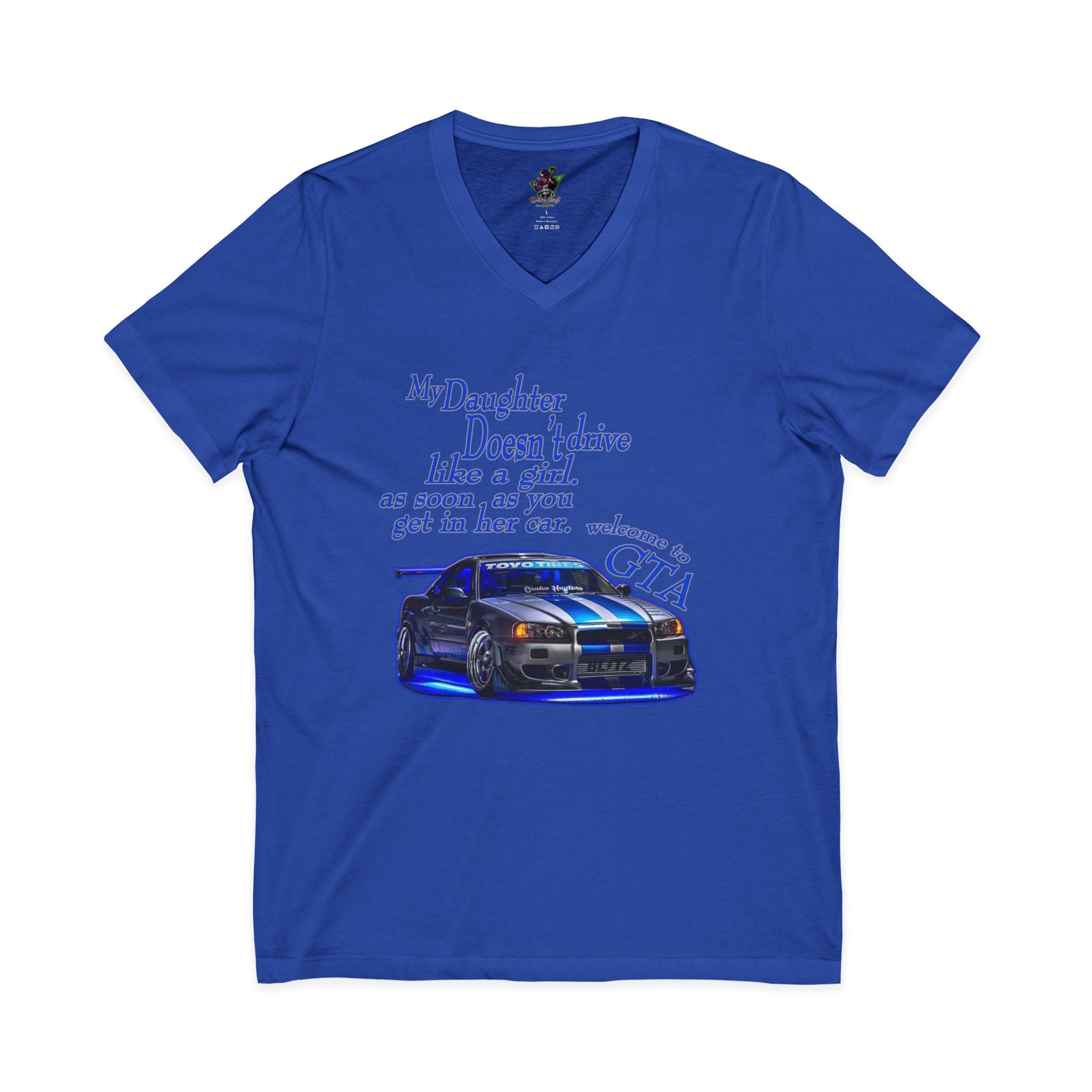 Daughter Doesn't Drive Like A Girl Blue / V-Neck Tee