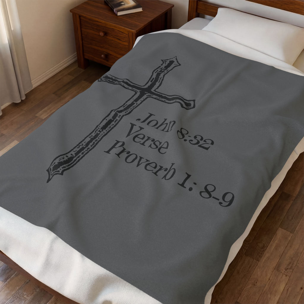 John 8:32 / Proverb 1: 8-9 / Velveteen Plush Blanket