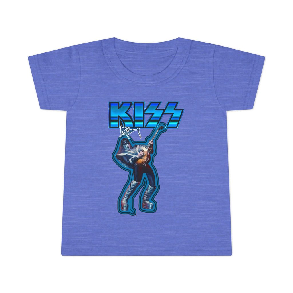 Toddler T-Shirt - KISS Band Graphic Tee (Blue Retro Rock Guitar Design)