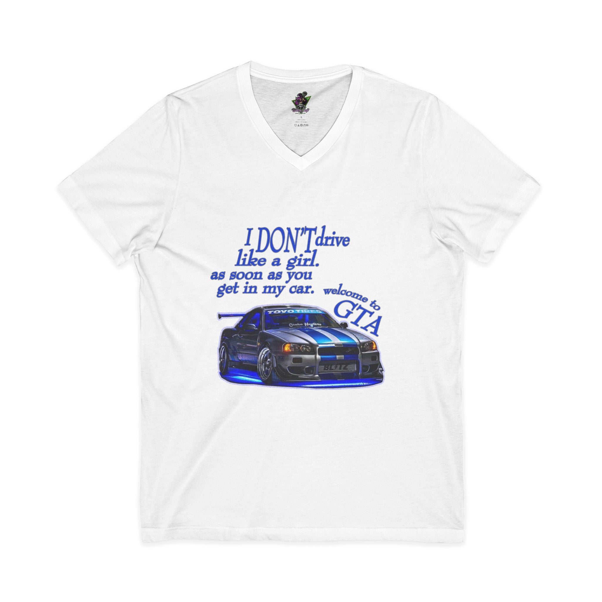 Don't Drive Like A Girl Blue / V-Neck Tee