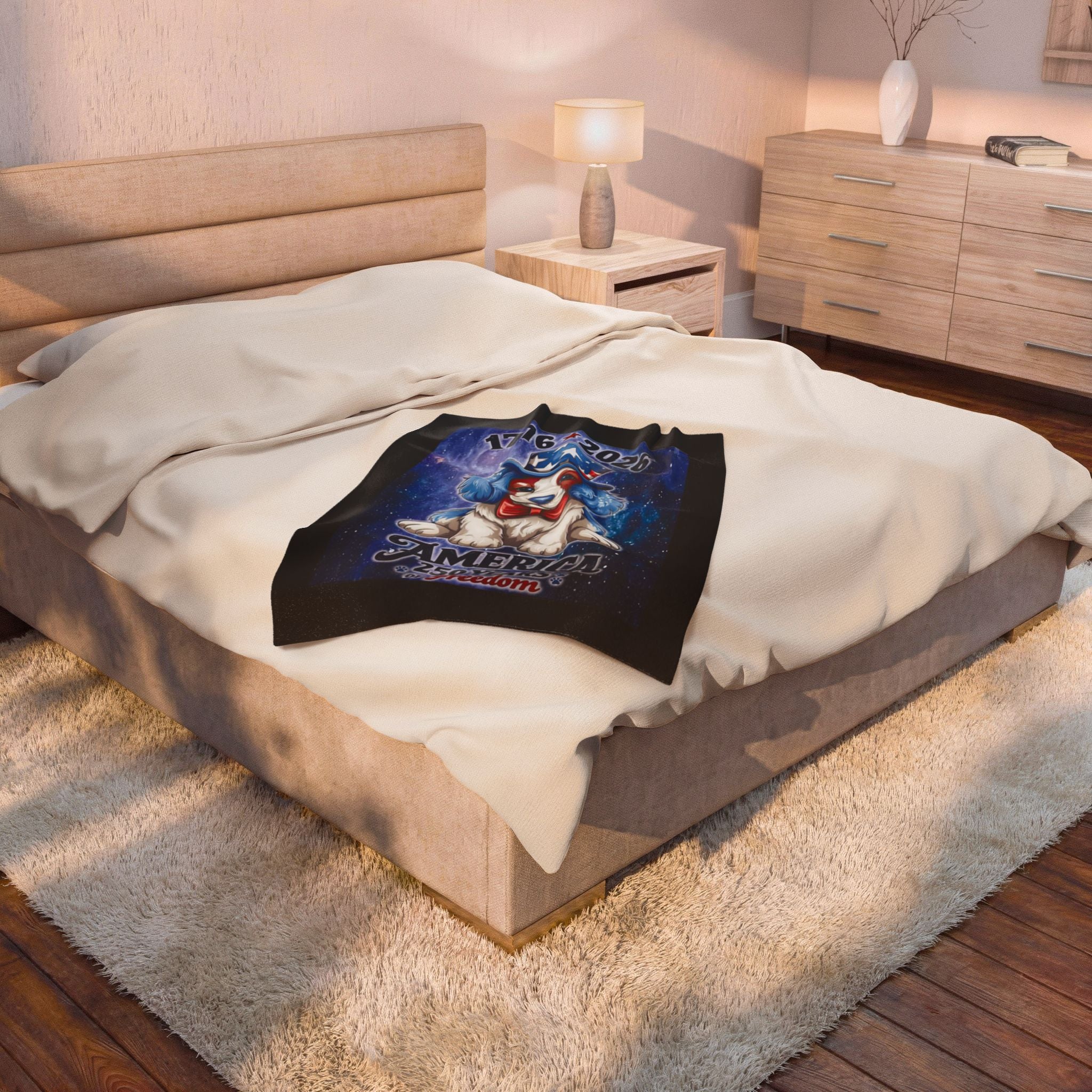 American Puppy 250th / Velveteen Plush Blanket