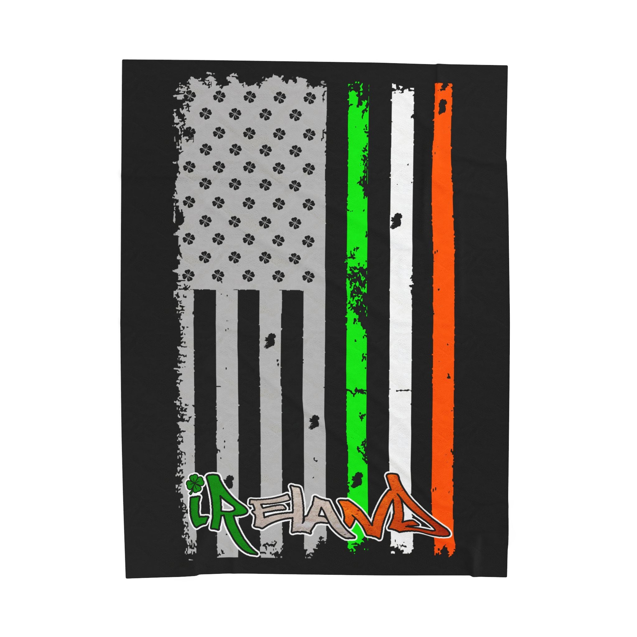 American / Ireland Flag / Velveteen Plush Blanket