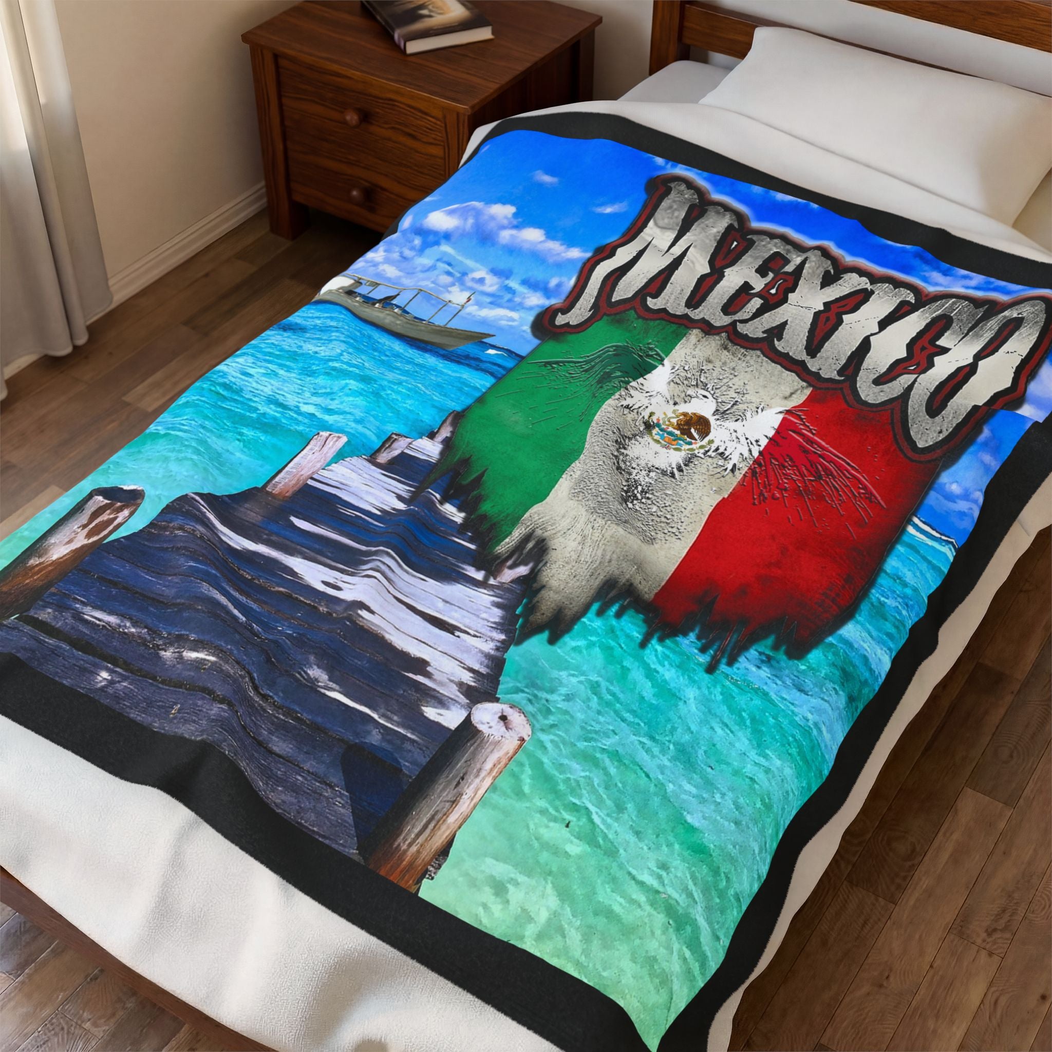 Mexico Beach / Velveteen Plush Blanket