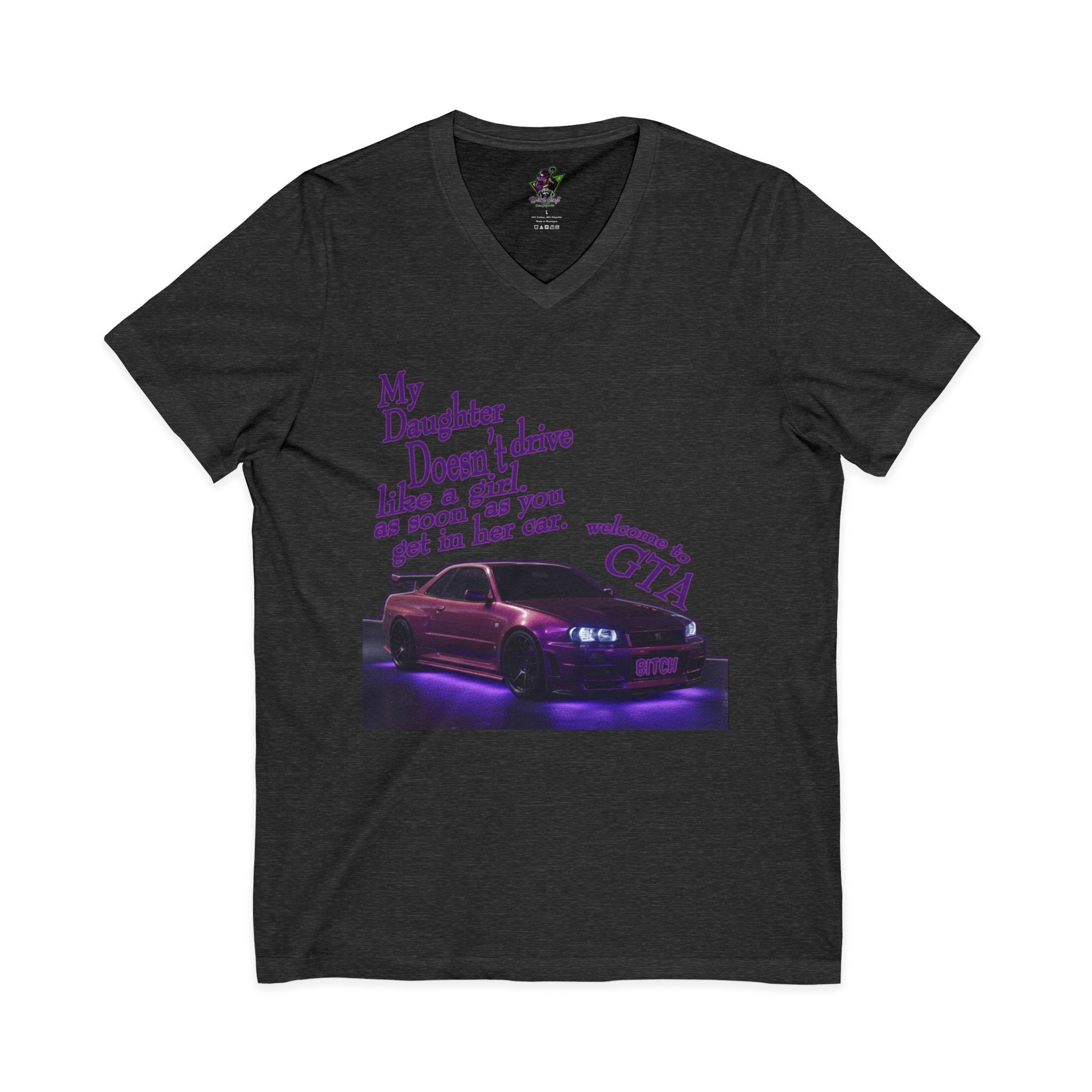 Daughter Doesn't Drive Like A Girl Purple / V-Neck Tee