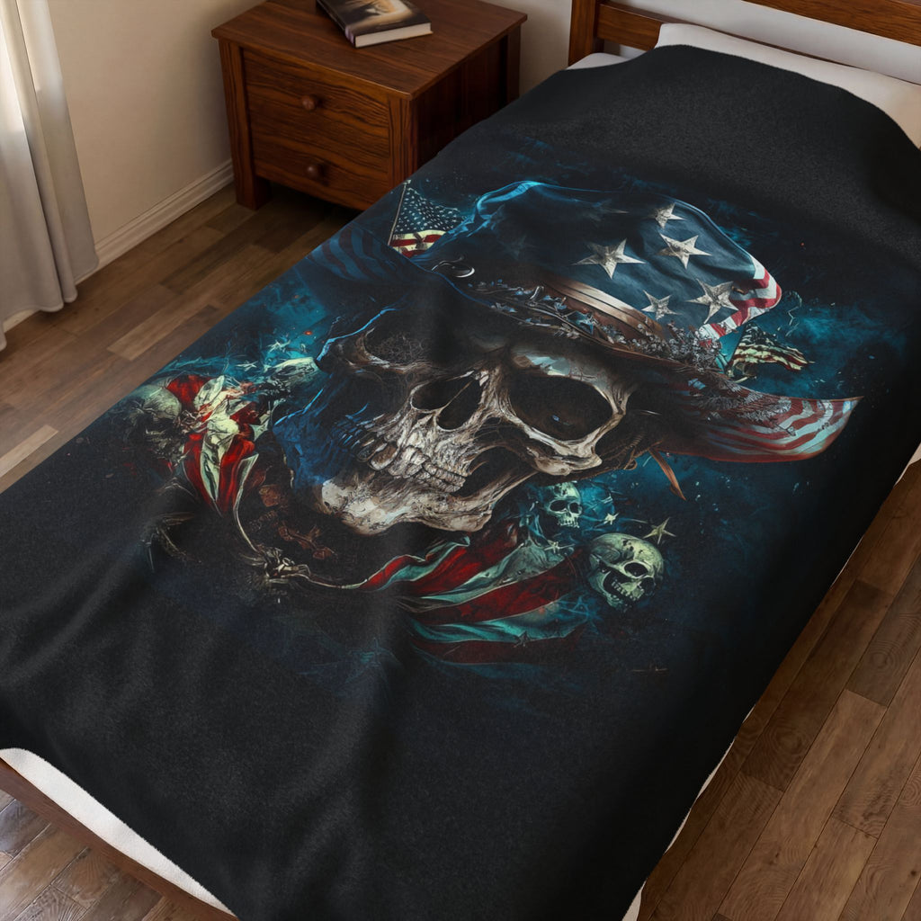 Skull Cowboy / Velveteen Plush Blanket