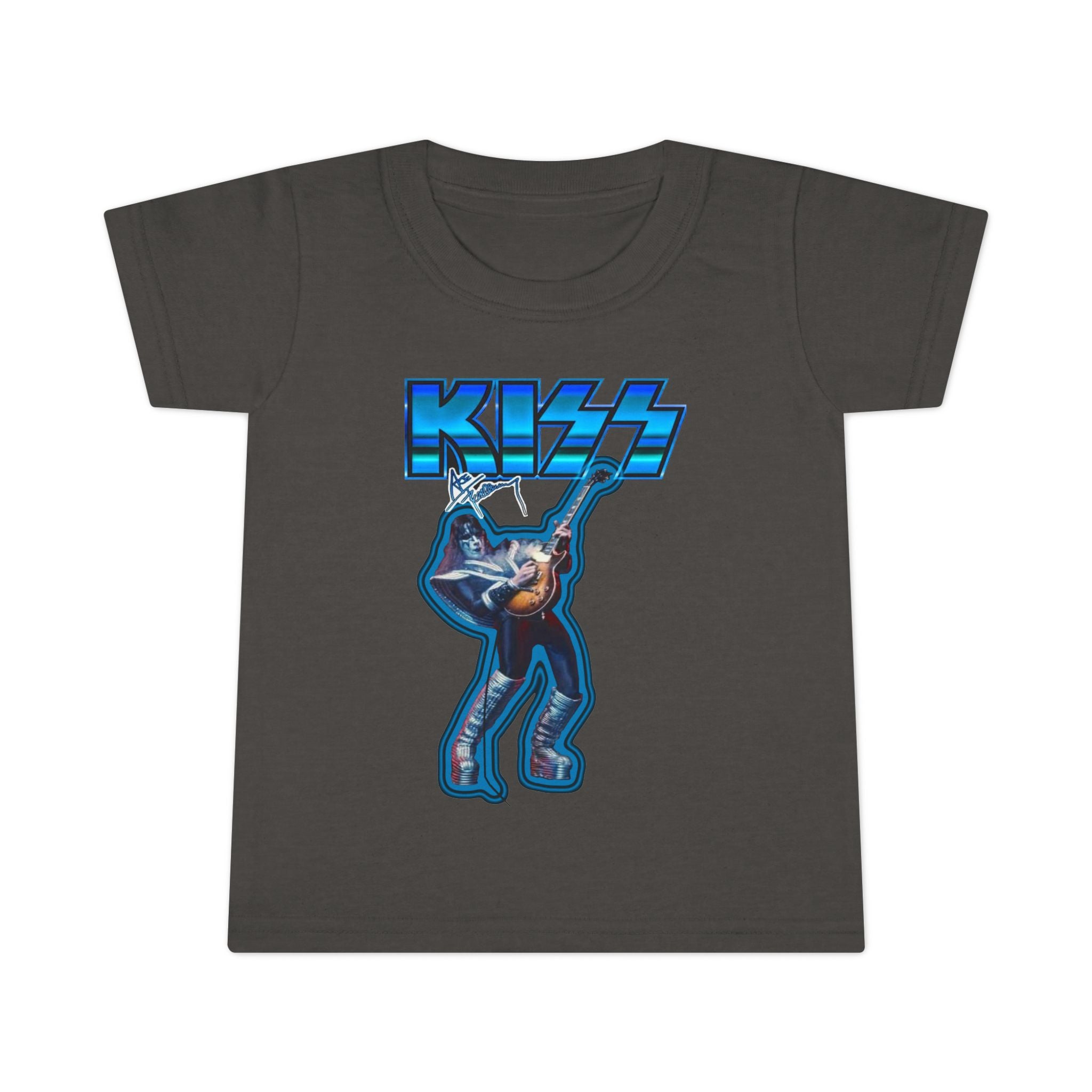 Toddler T-Shirt - KISS Band Graphic Tee (Blue Retro Rock Guitar Design)