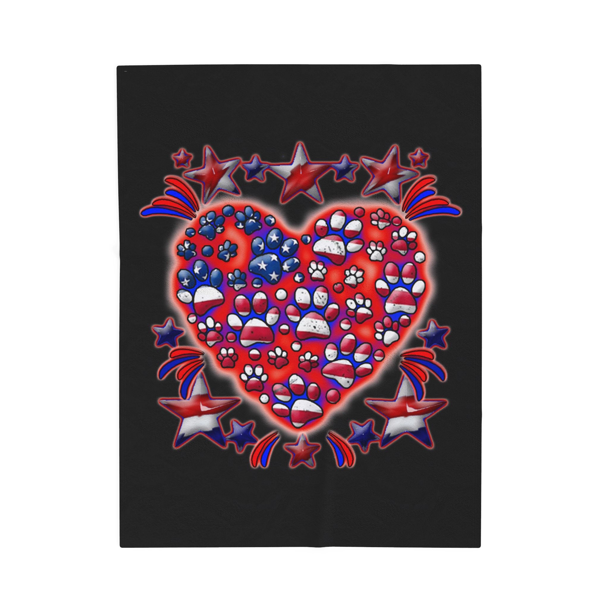 Patriotic Dog Heart / Velveteen Plush Blanket