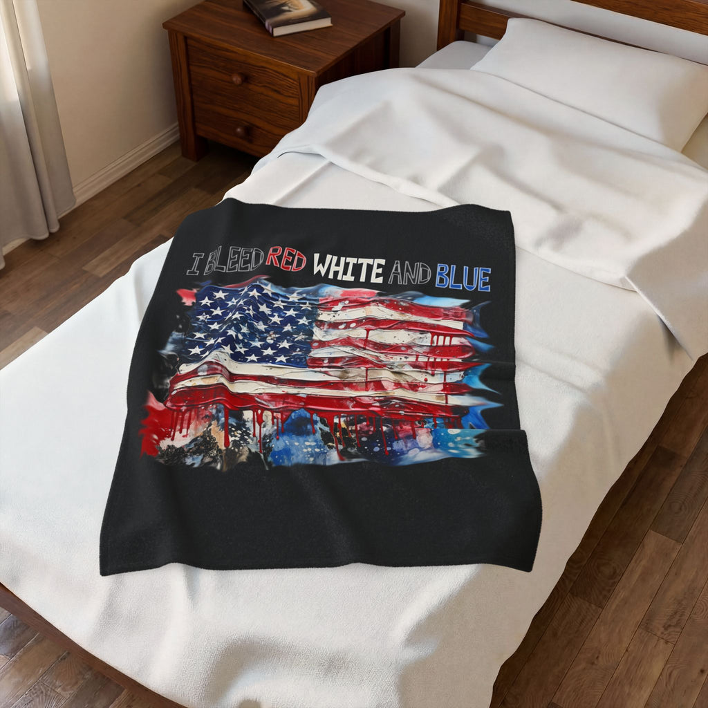 I Bleed Red White and Blue / Velveteen Plush Blanket