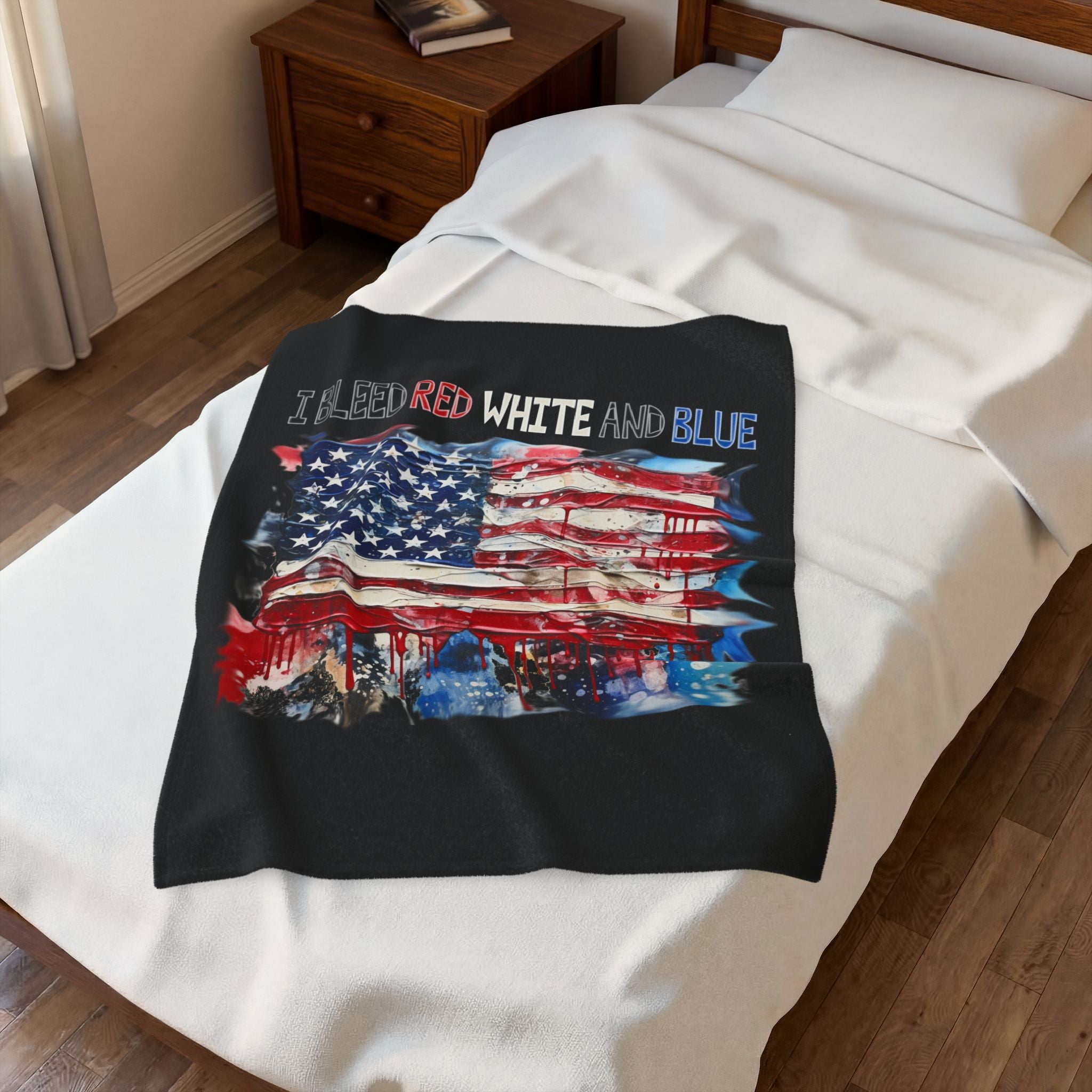 I Bleed Red White and Blue / Velveteen Plush Blanket