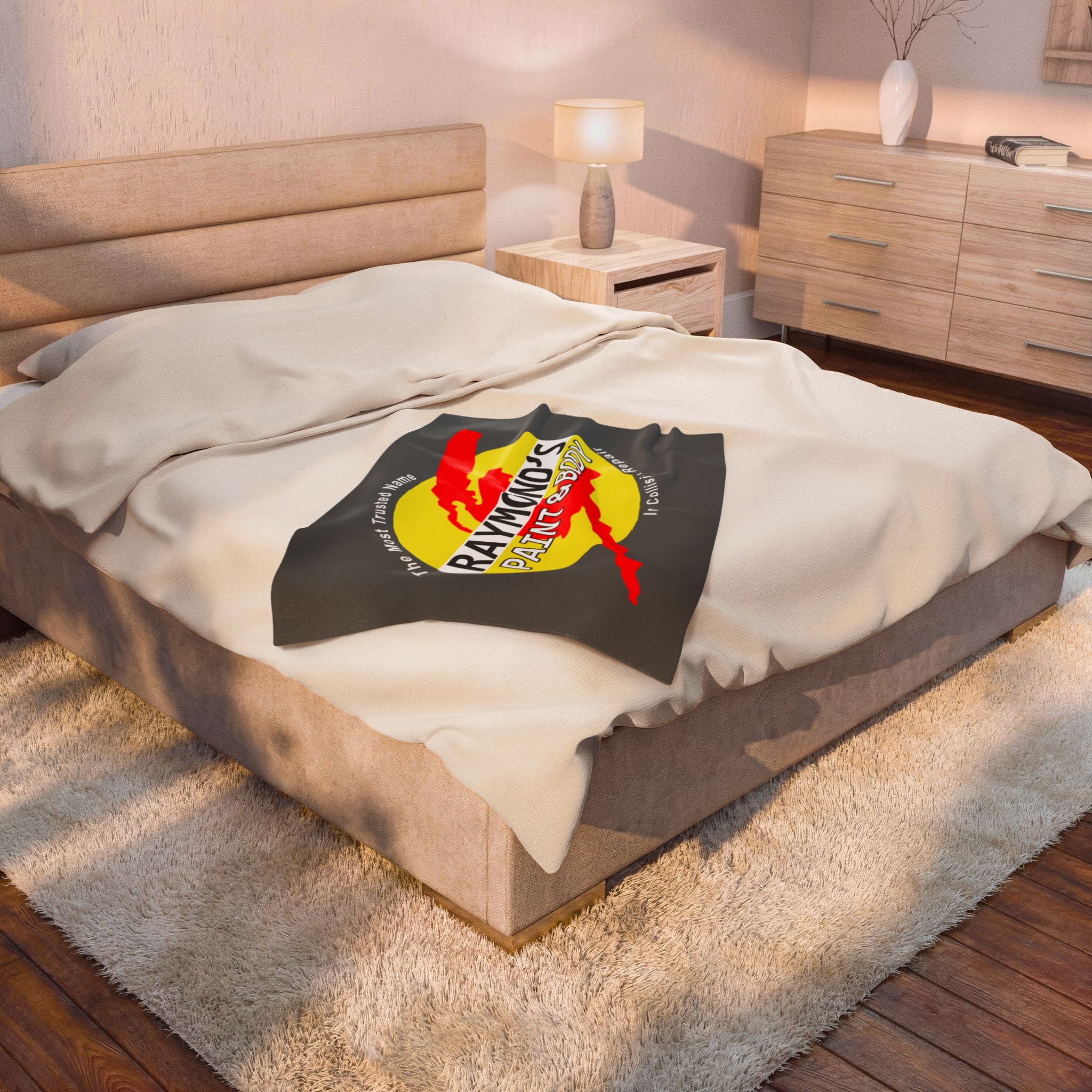 Raymond's Paint & Body Logo / Velveteen Plush Blanket