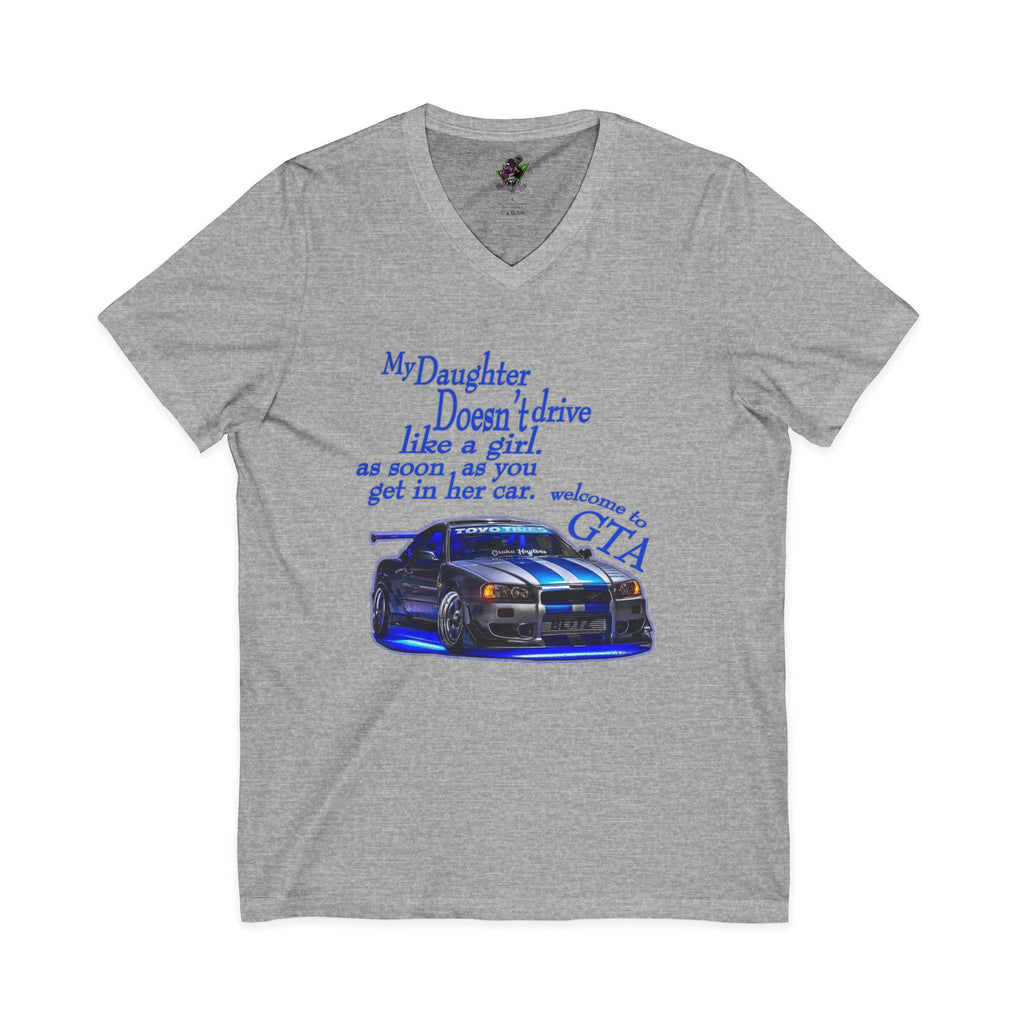 Daughter Doesn't Drive Like A Girl Blue / V-Neck Tee