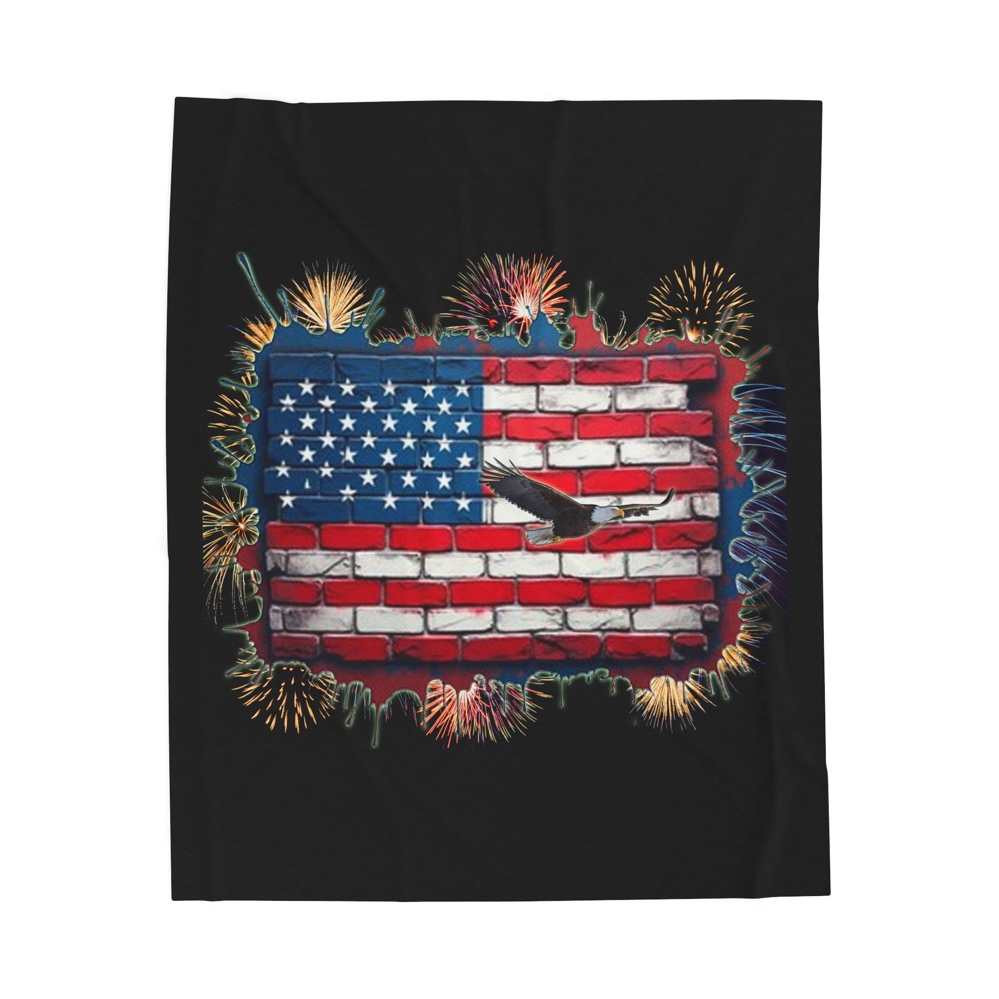 American Brick Flag / Velveteen Plush Blanket