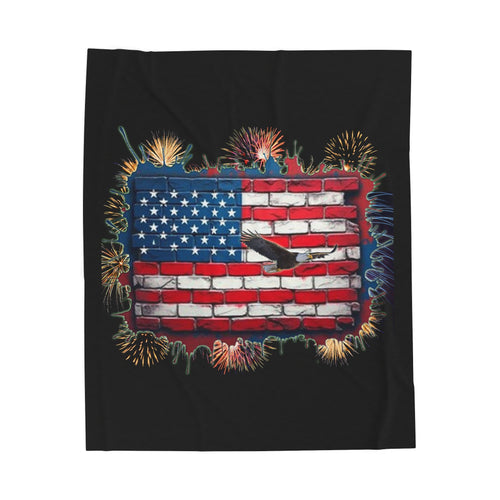 American Brick Flag / Velveteen Plush Blanket