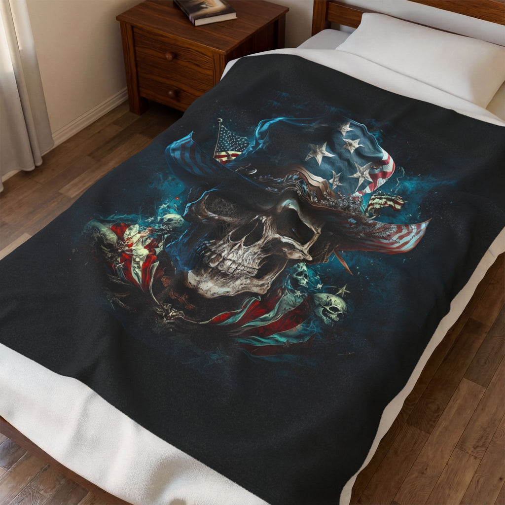 Skull Cowboy / Velveteen Plush Blanket