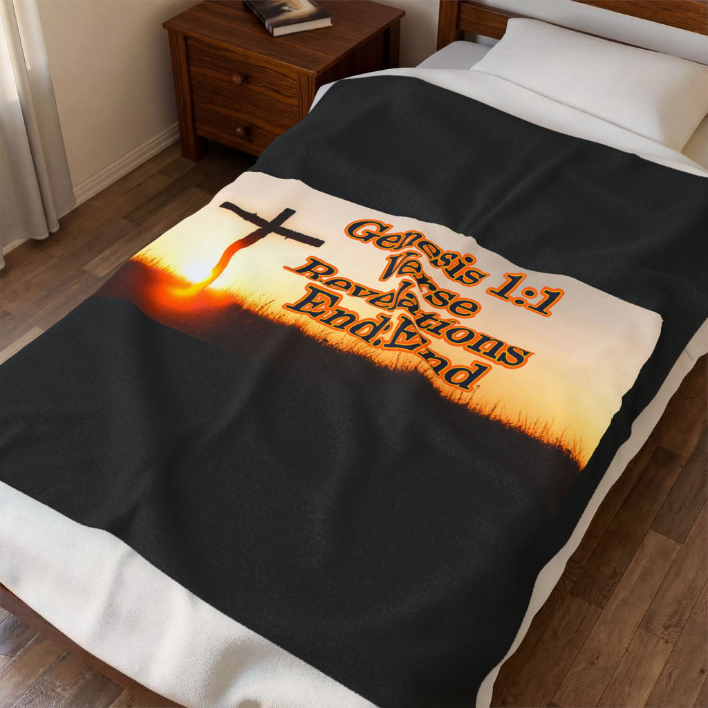 Genesis 1:1 / Revelations End:End / Velveteen Plush Blanket