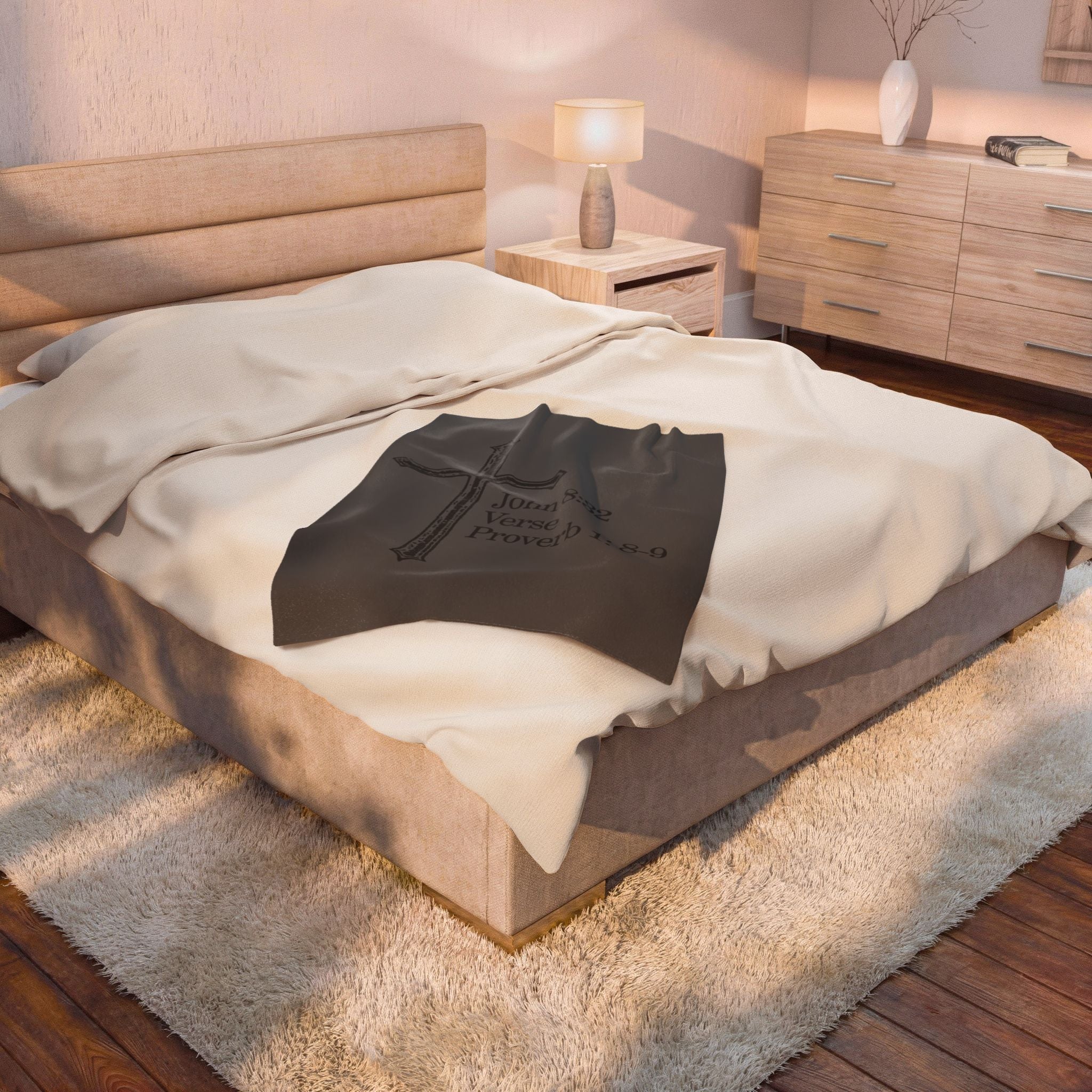 John 8:32 / Proverb 1: 8-9 / Velveteen Plush Blanket
