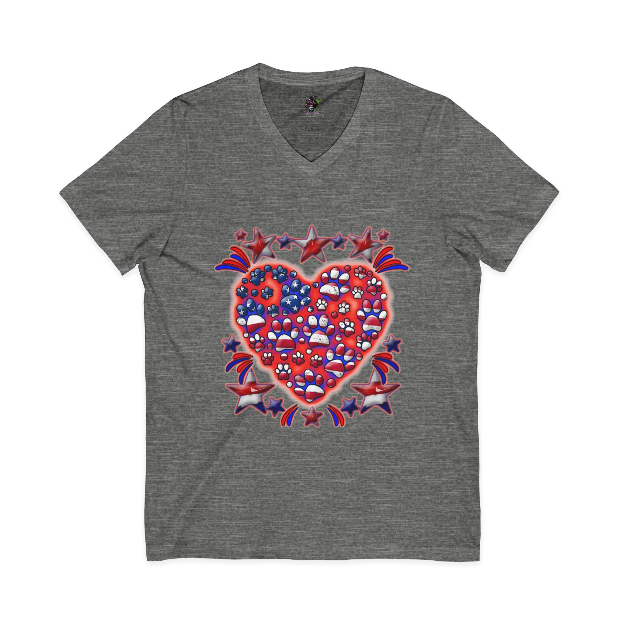 Patriotic Dog Heart / V-Neck Tee