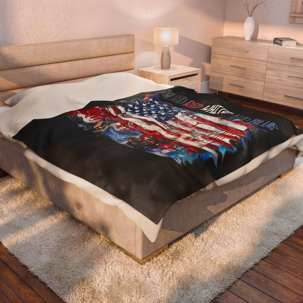 I Bleed Red White and Blue / Velveteen Plush Blanket