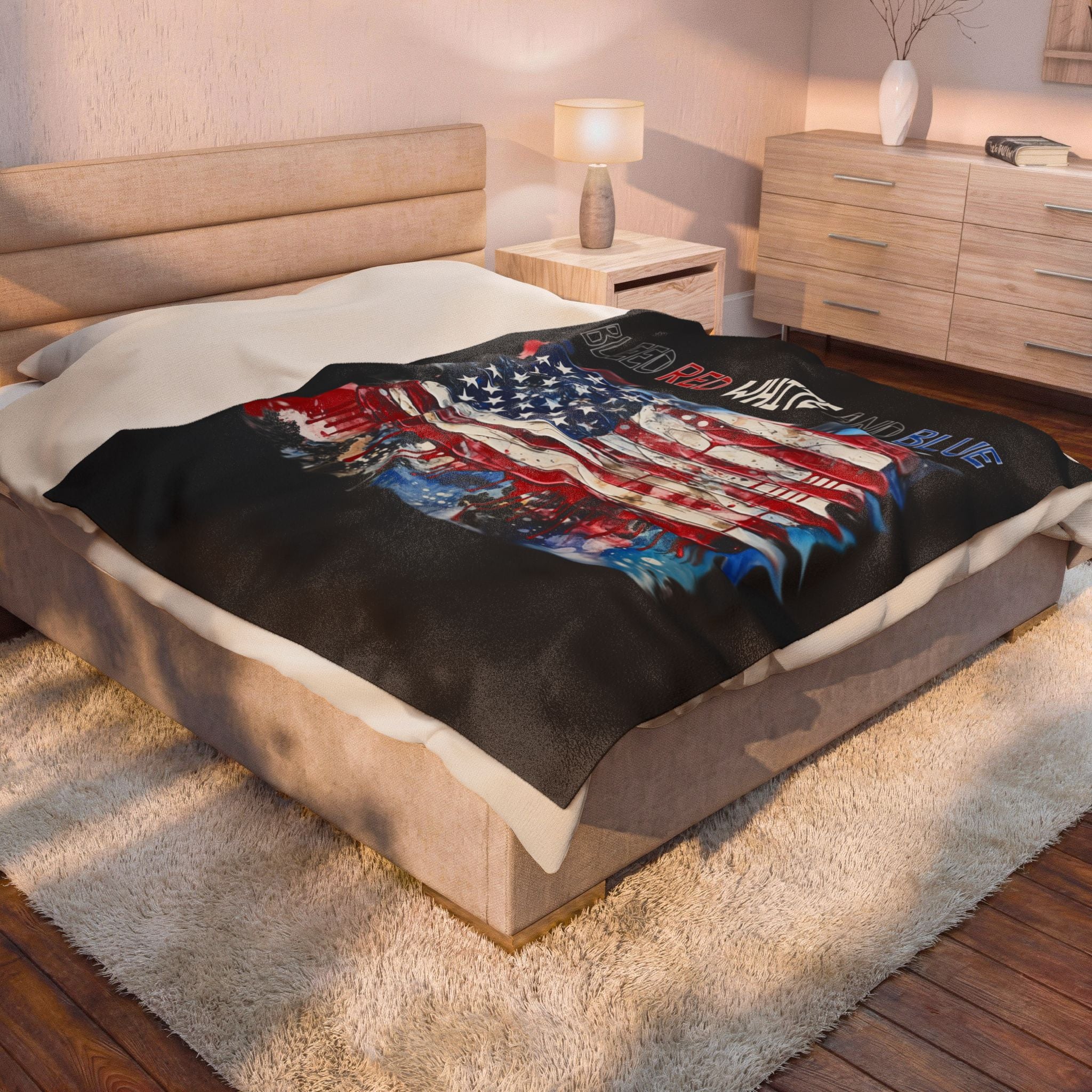 I Bleed Red White and Blue / Velveteen Plush Blanket