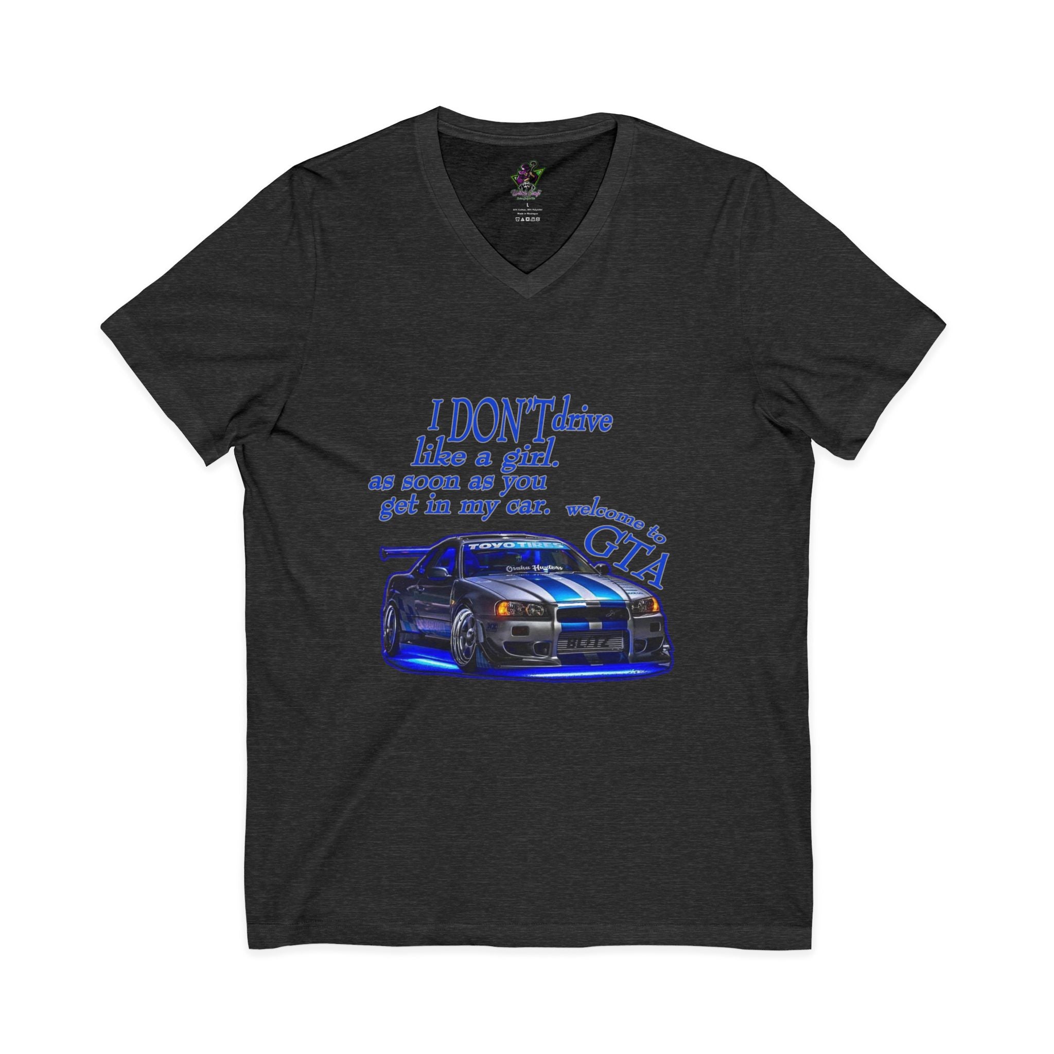 Don't Drive Like A Girl Blue / V-Neck Tee