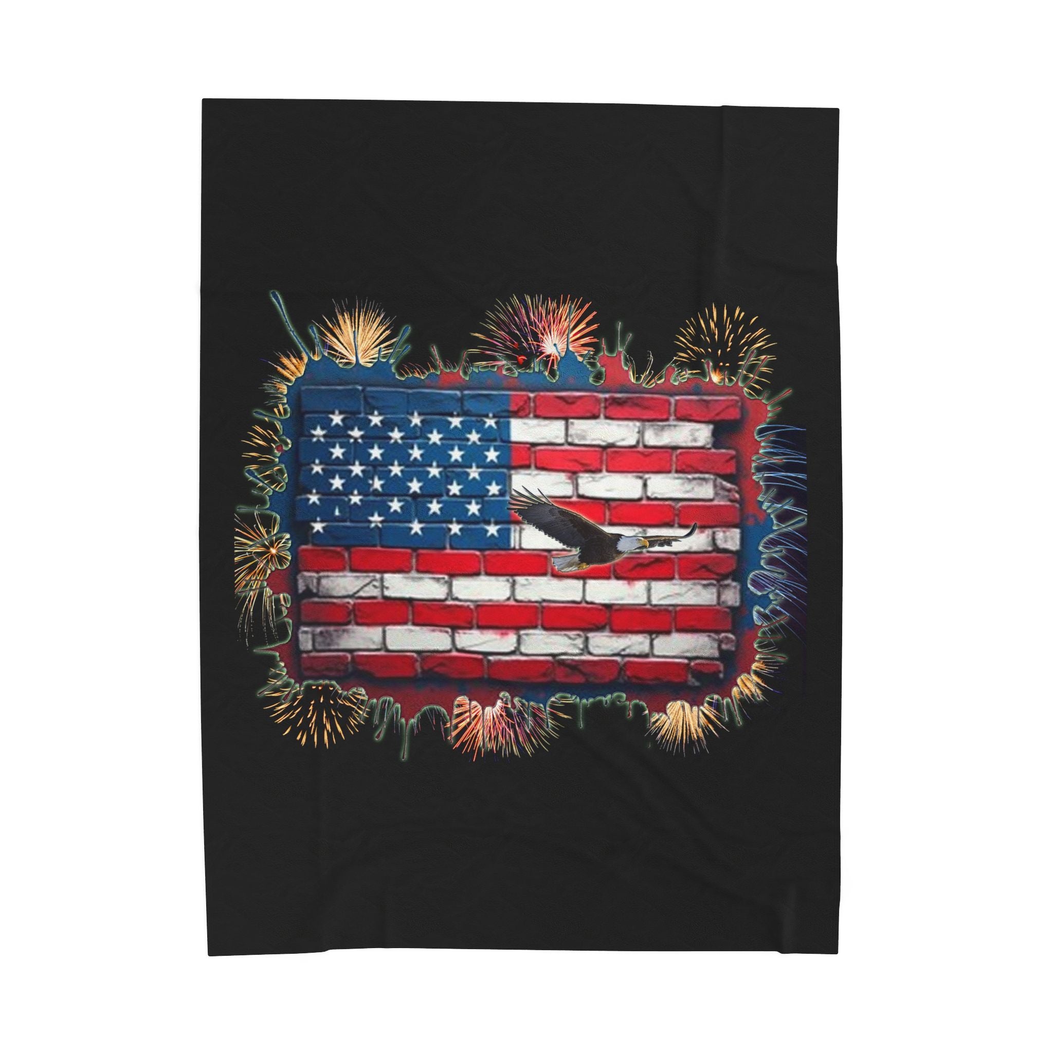 American Brick Flag / Velveteen Plush Blanket