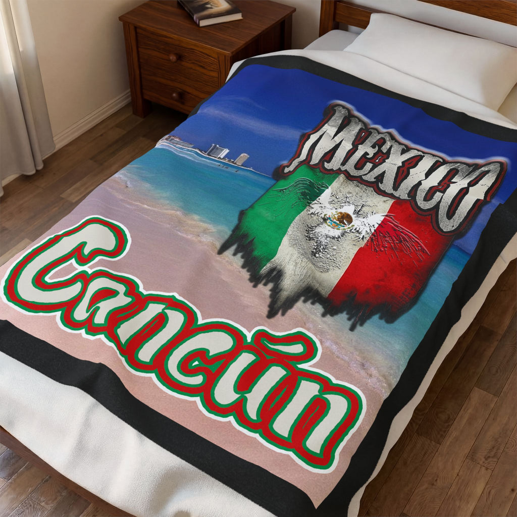 Cancún Mexico Beach / Velveteen Plush Blanket