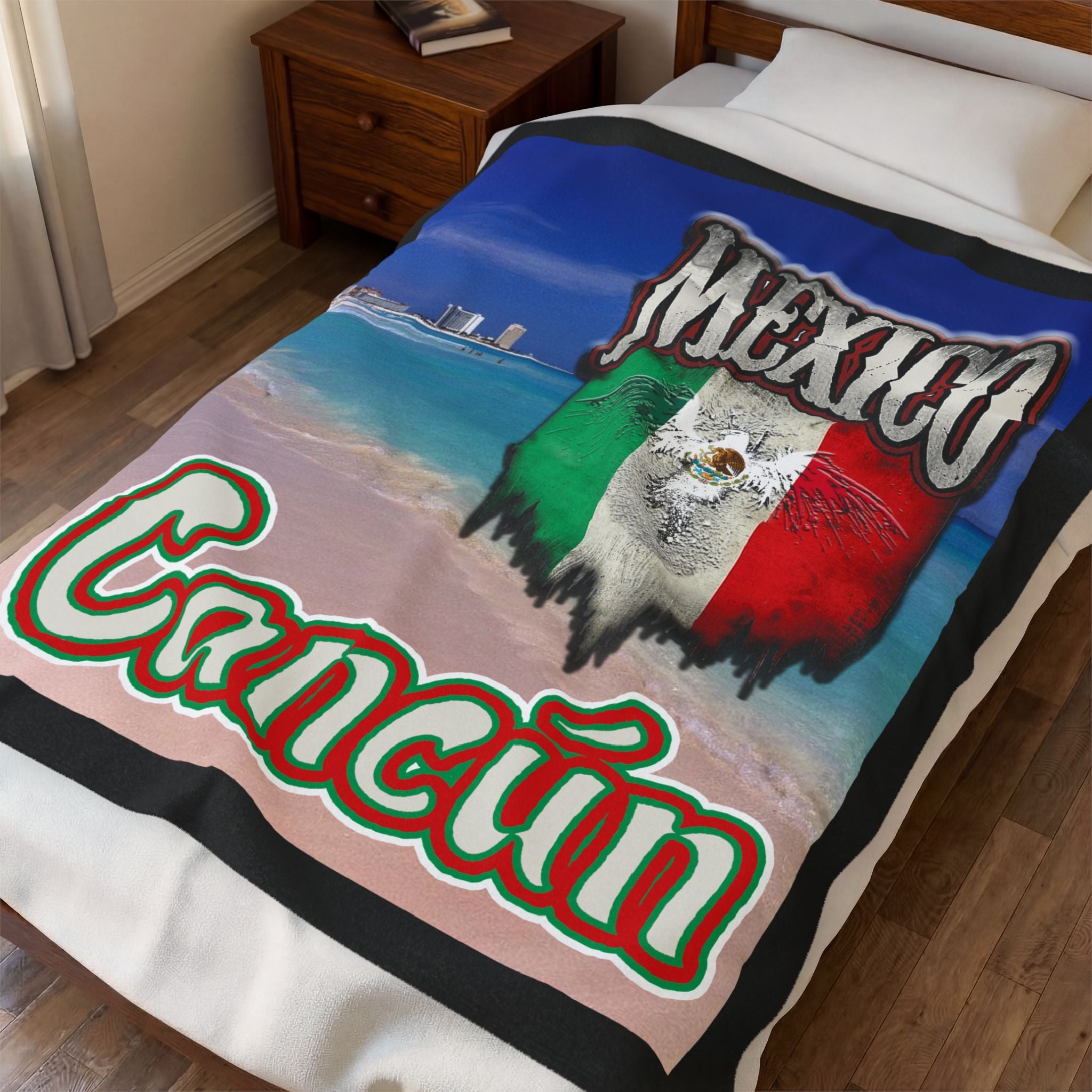 Cancún Mexico Beach / Velveteen Plush Blanket
