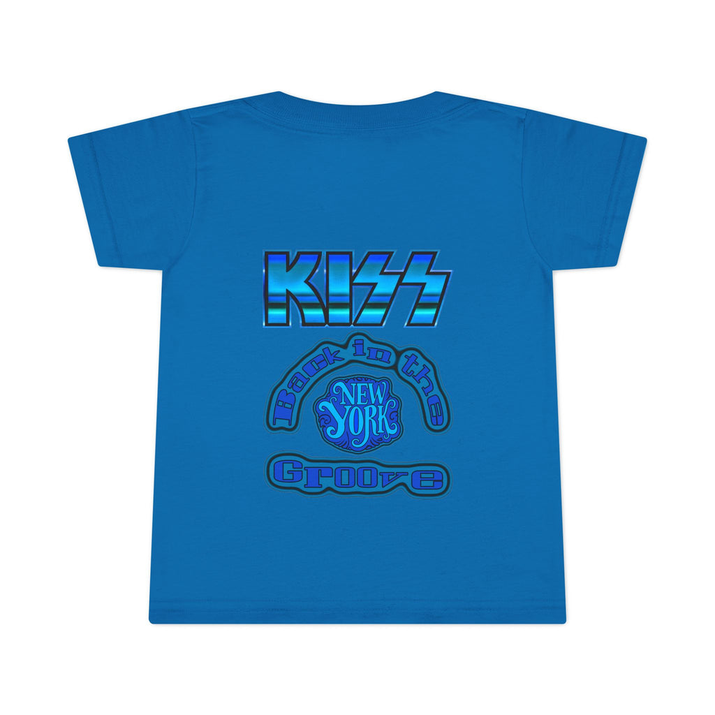 Toddler T-Shirt - KISS Band Graphic Tee (Blue Retro Rock Guitar Design)