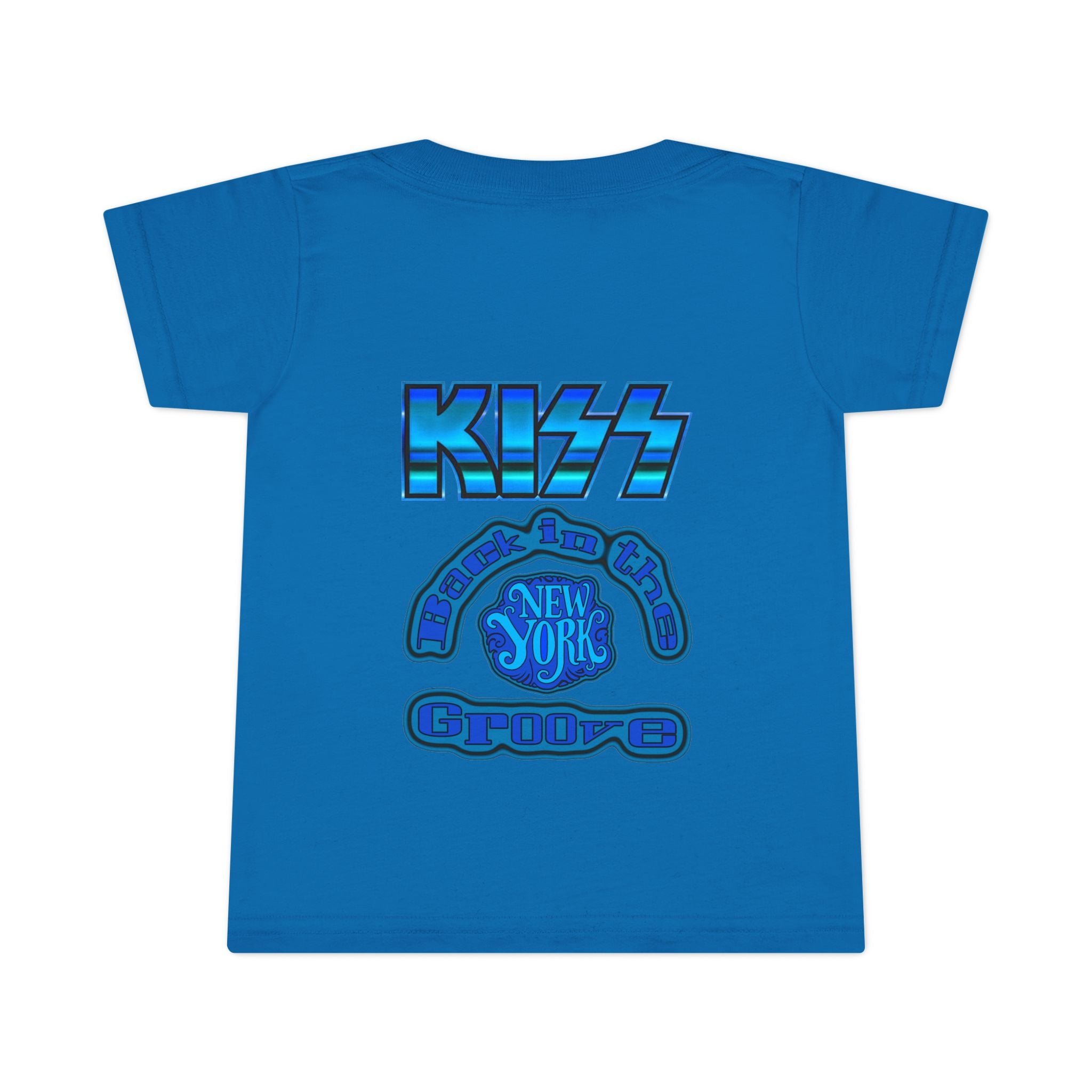 Toddler T-Shirt - KISS Band Graphic Tee (Blue Retro Rock Guitar Design)