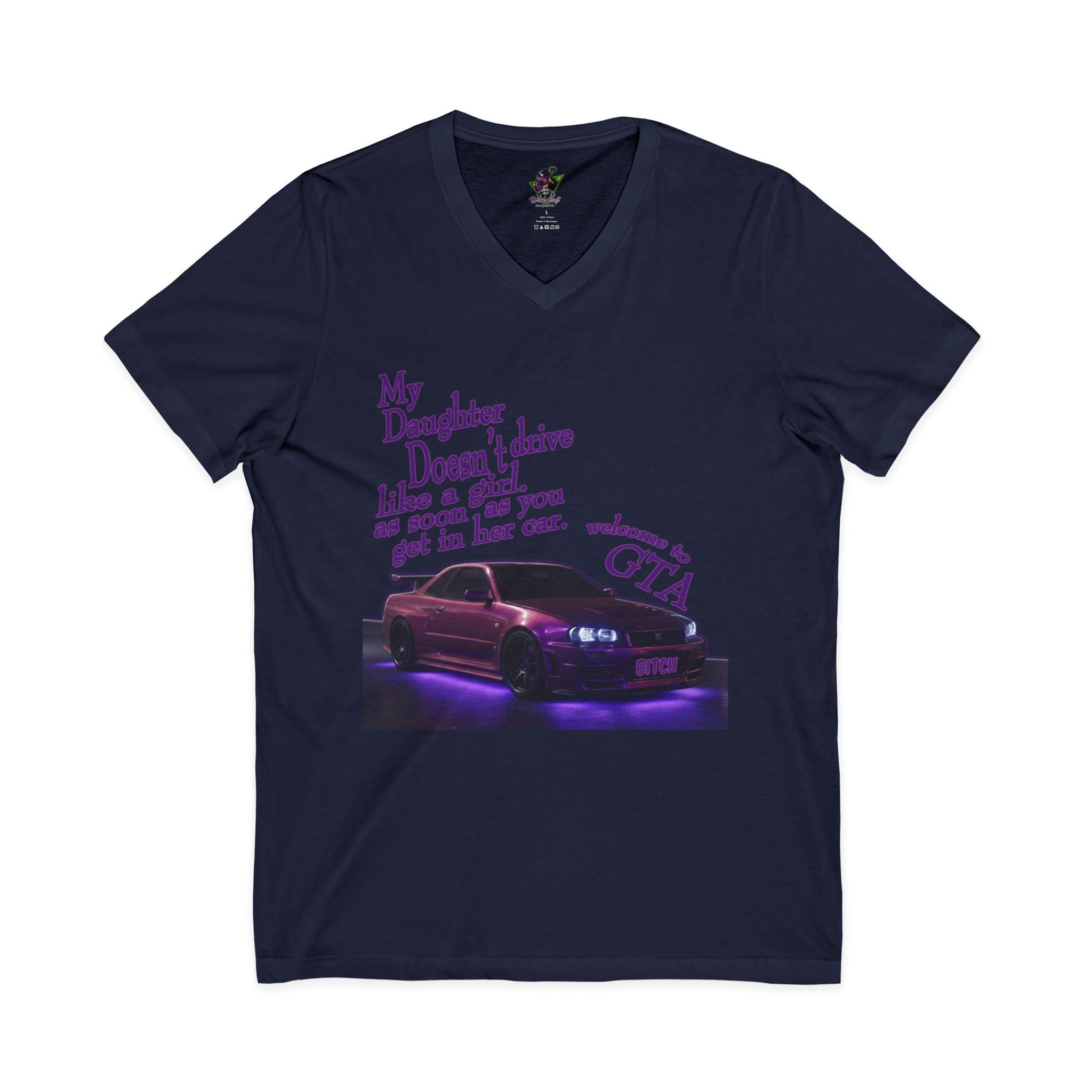 Daughter Doesn't Drive Like A Girl Purple / V-Neck Tee