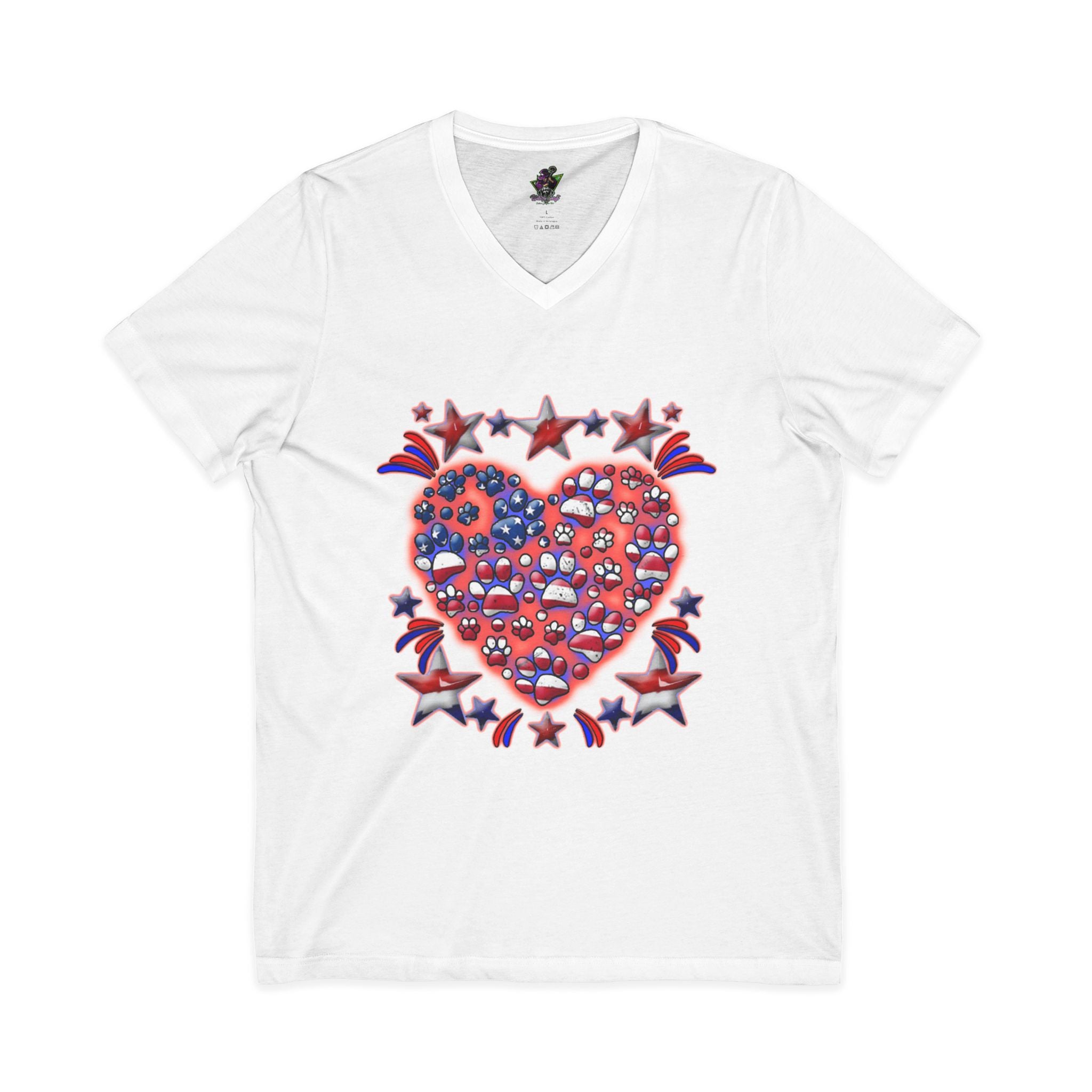 Patriotic Dog Heart / V-Neck Tee