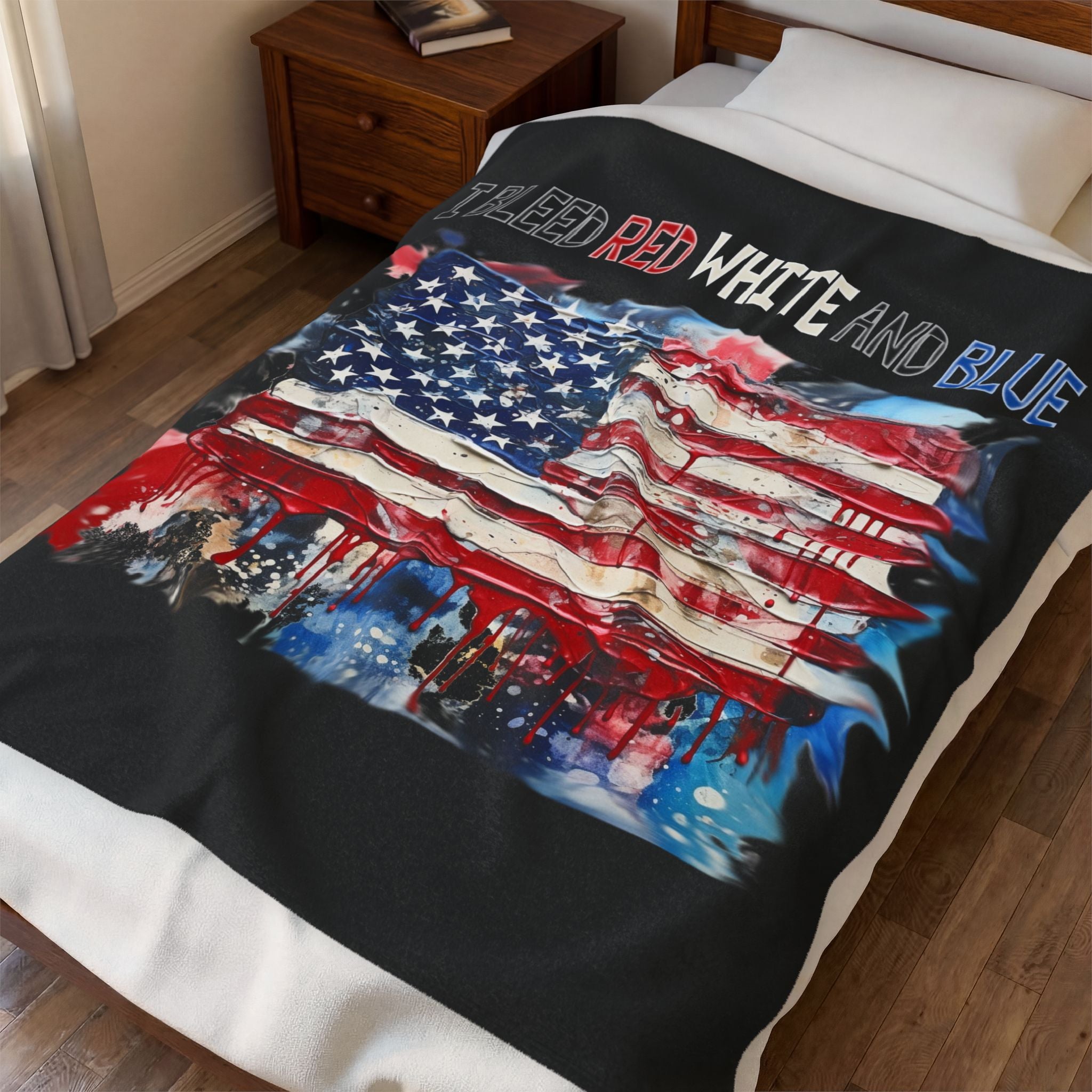 I Bleed Red White and Blue / Velveteen Plush Blanket