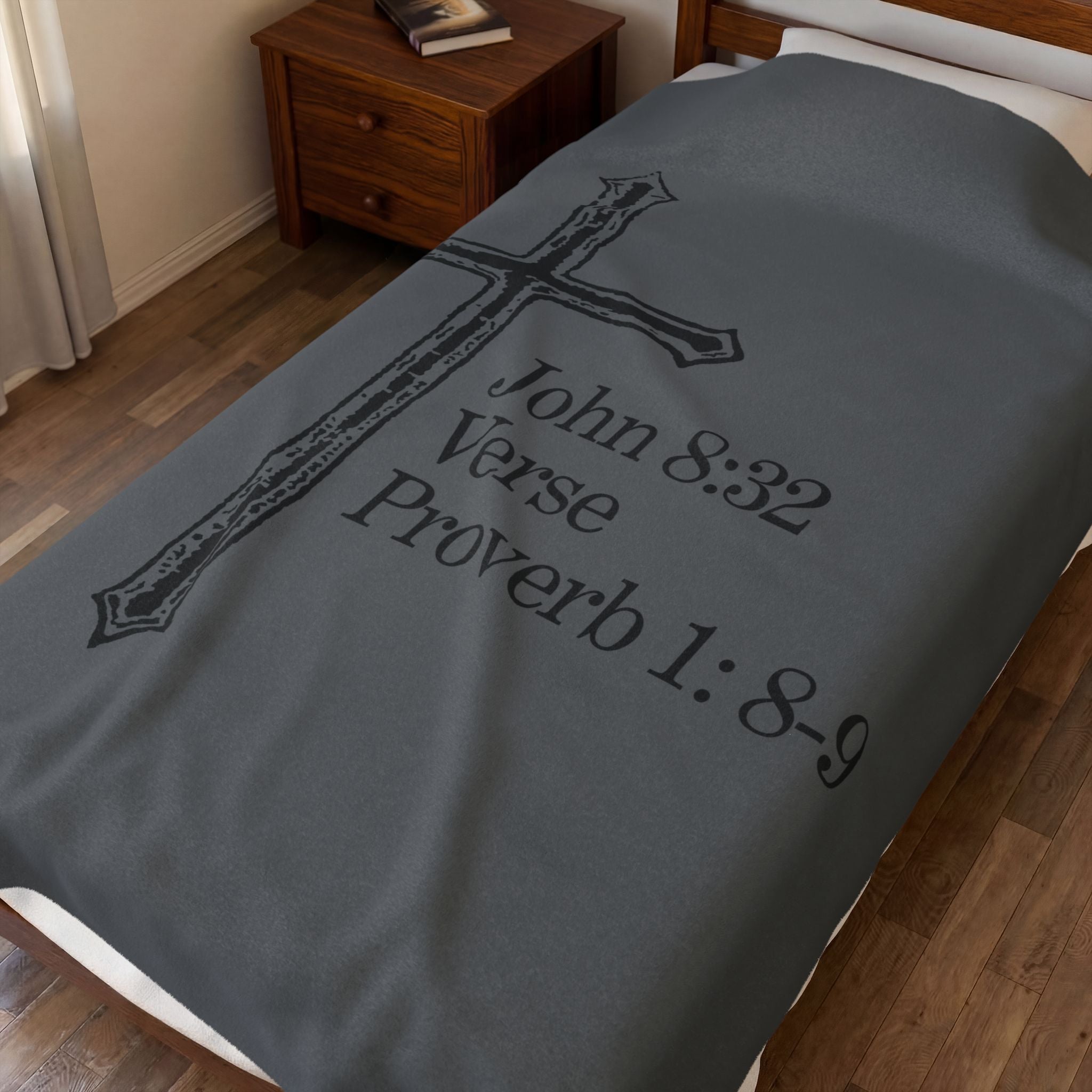 John 8:32 / Proverb 1: 8-9 / Velveteen Plush Blanket