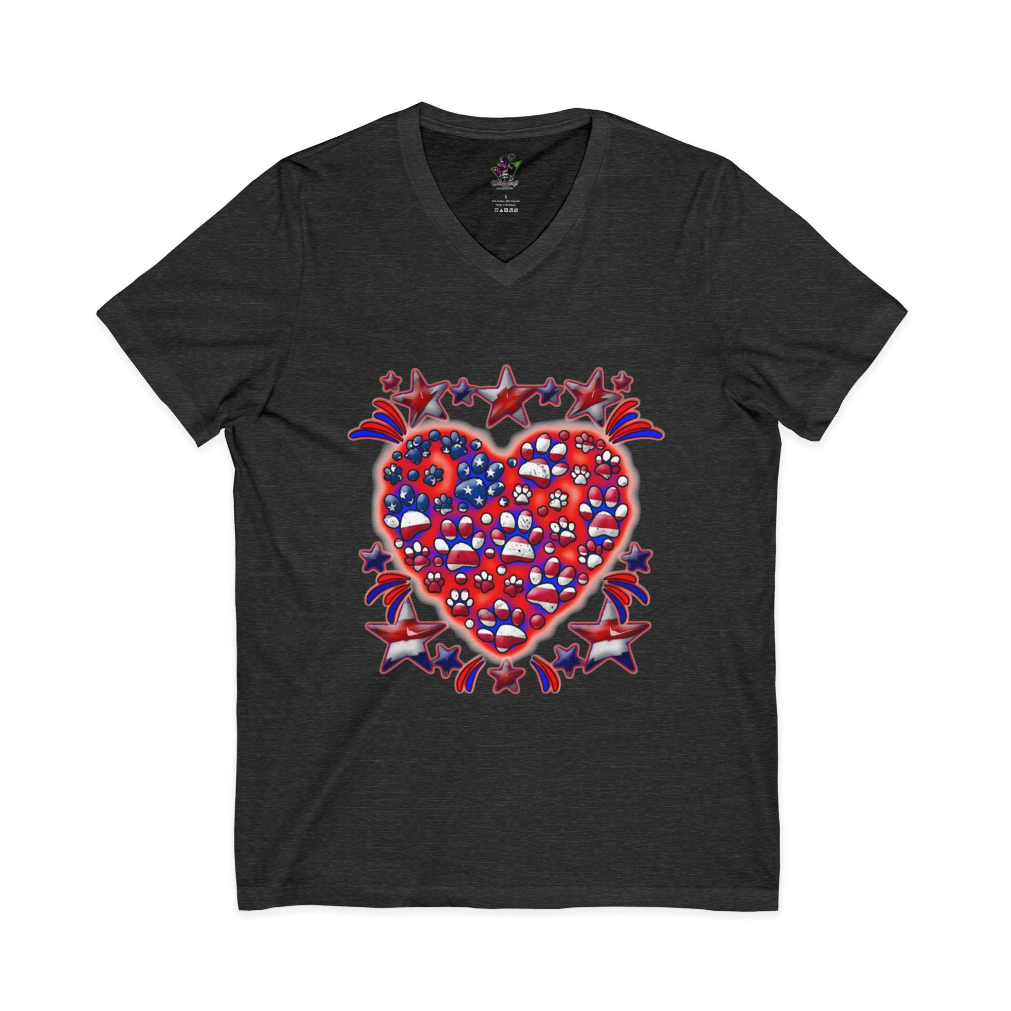 Patriotic Dog Heart / V-Neck Tee