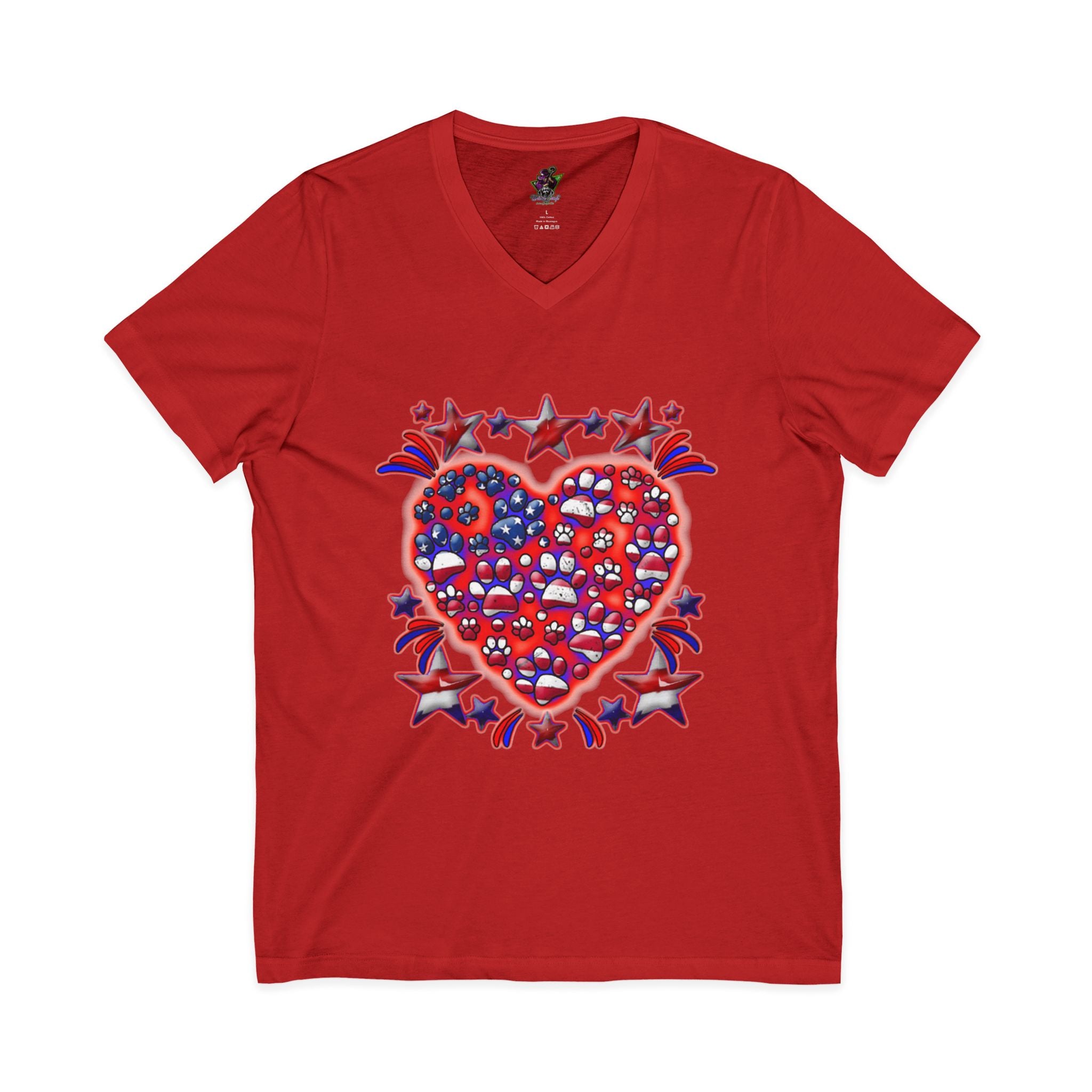 Patriotic Dog Heart / V-Neck Tee