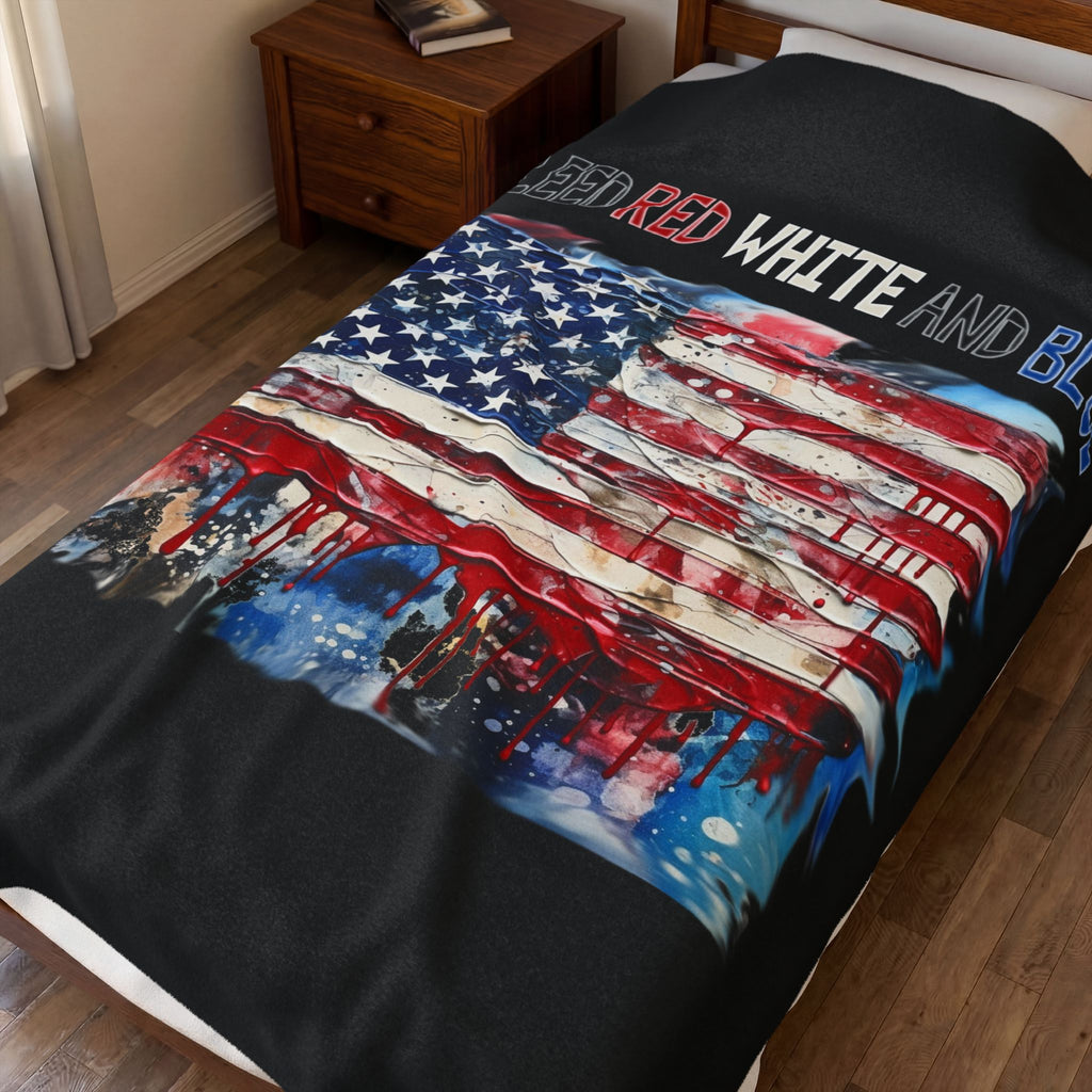 I Bleed Red White and Blue / Velveteen Plush Blanket