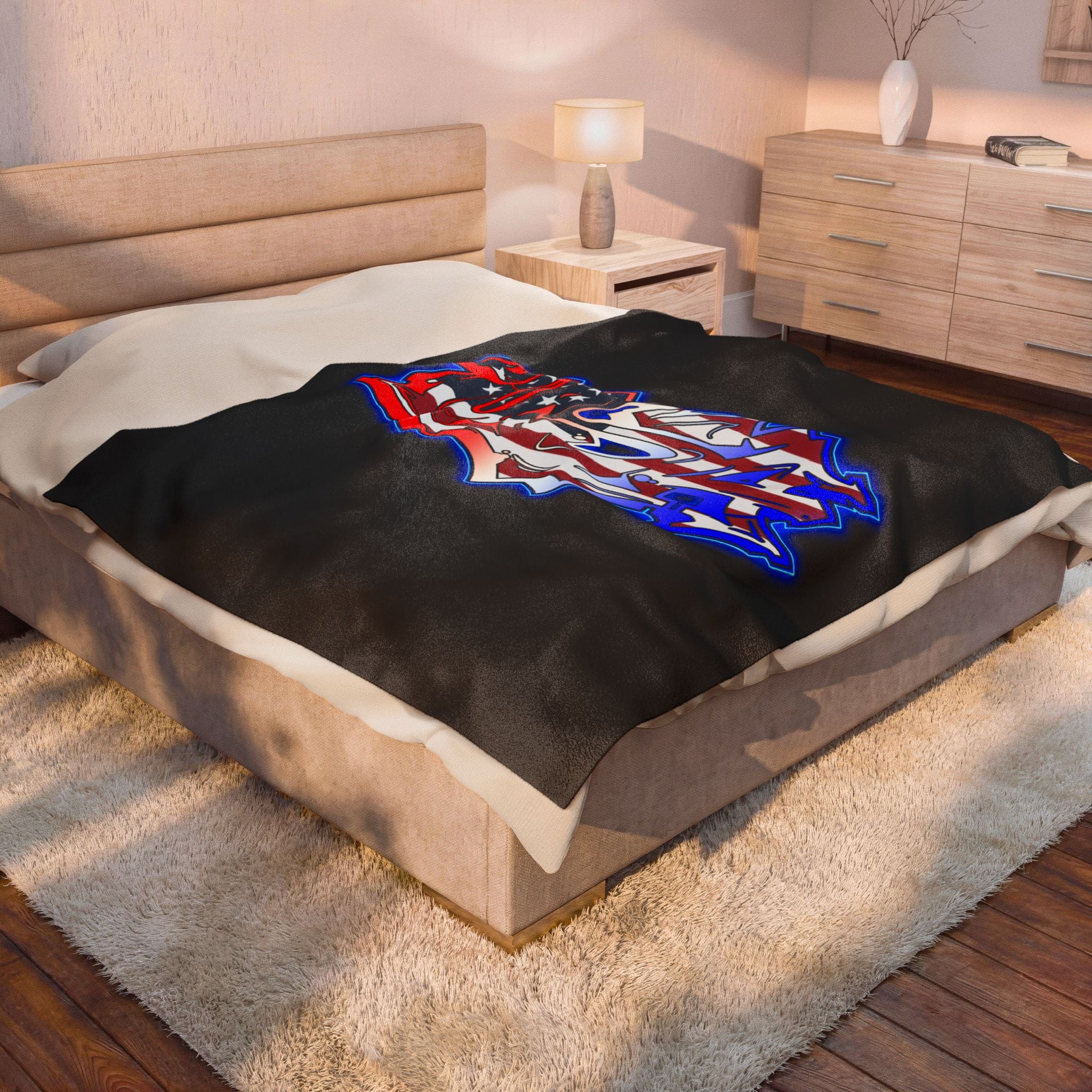 USA Graffiti / Velveteen Plush Blanket