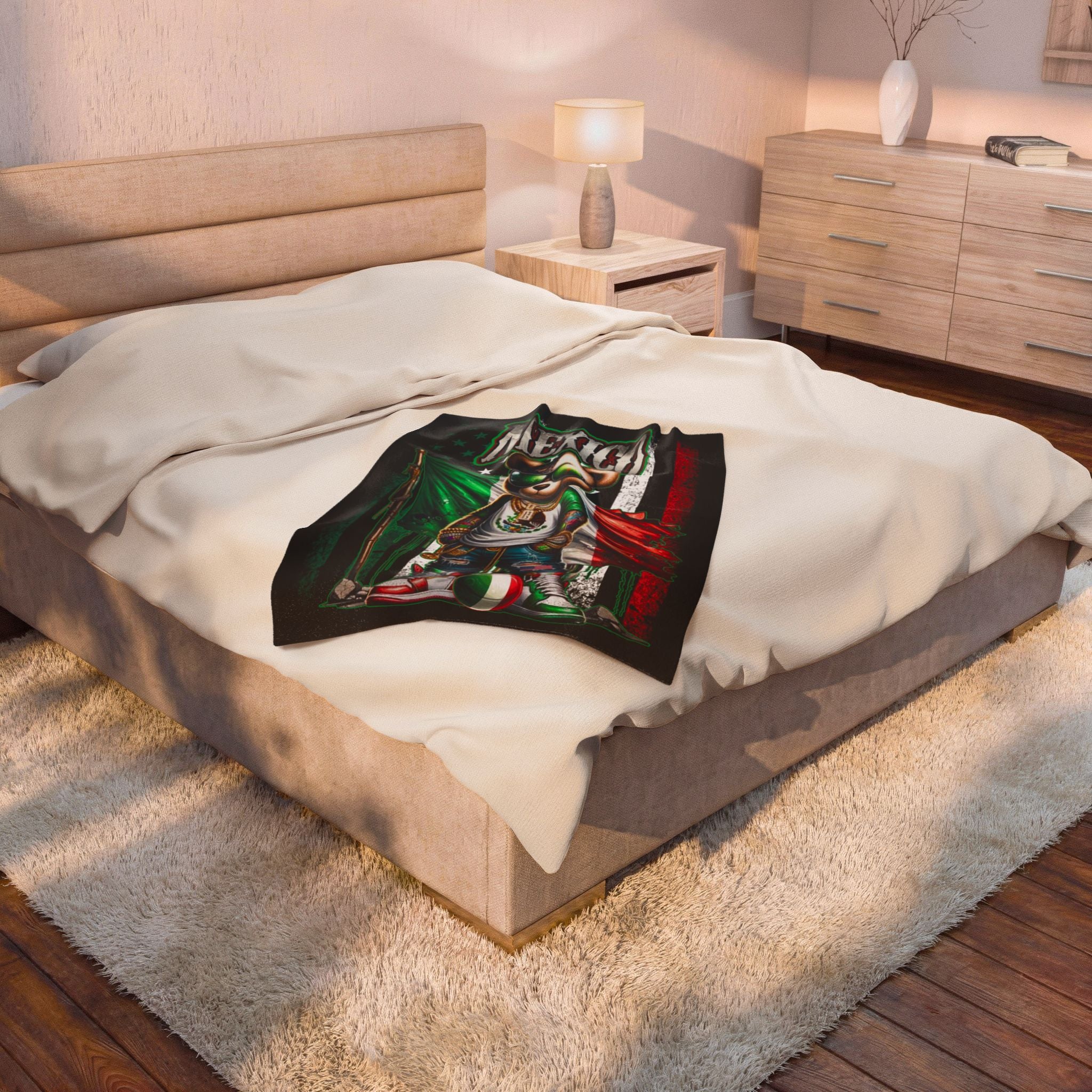Mexico Teddy Bear /  Velveteen Plush Blanket
