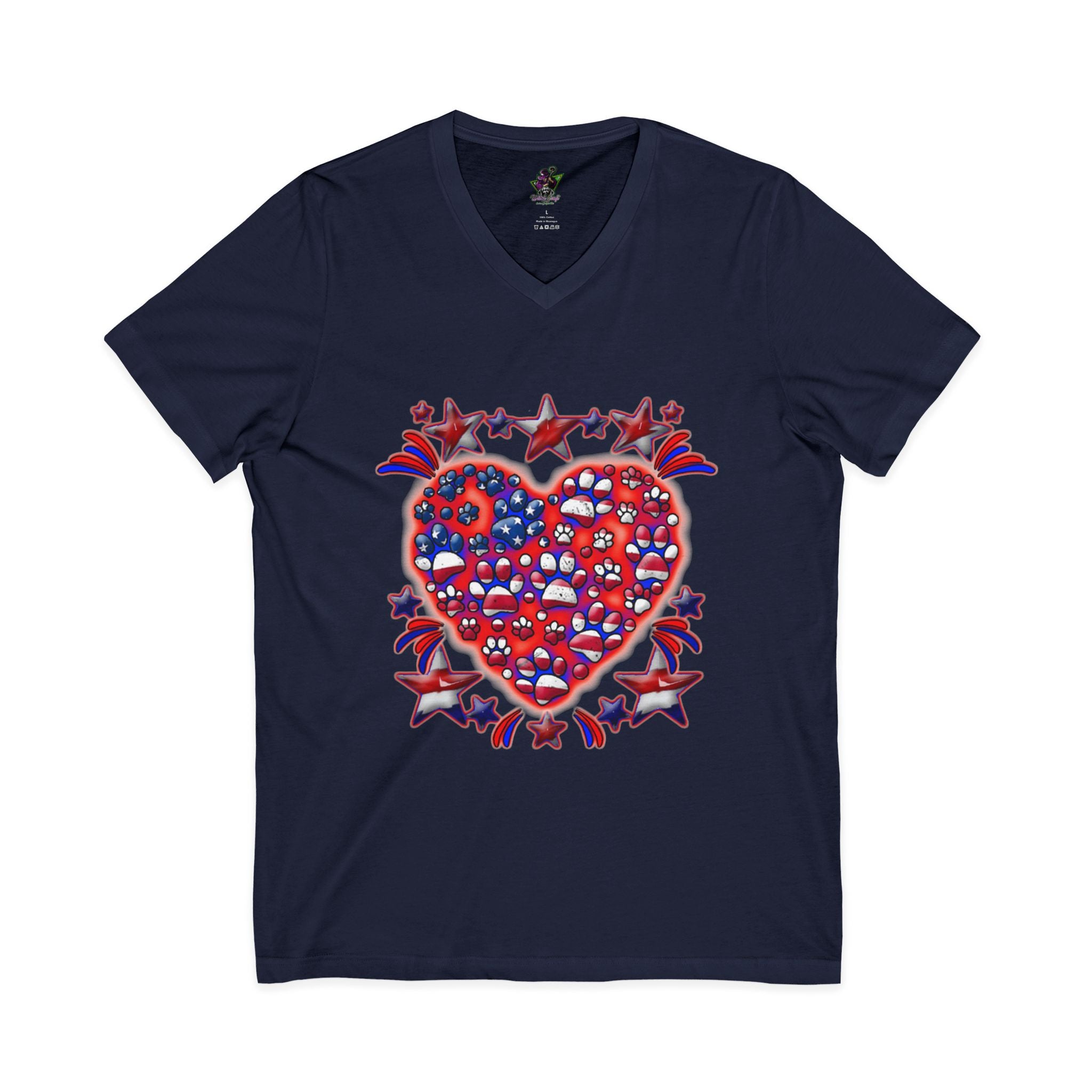 Patriotic Dog Heart / V-Neck Tee